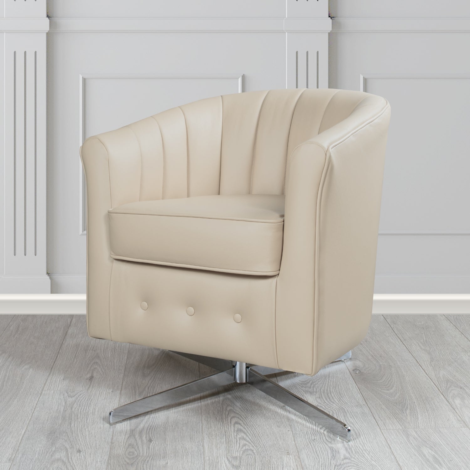 Doha Swivel Tub Chair in Vele Quarry Genuine Leather