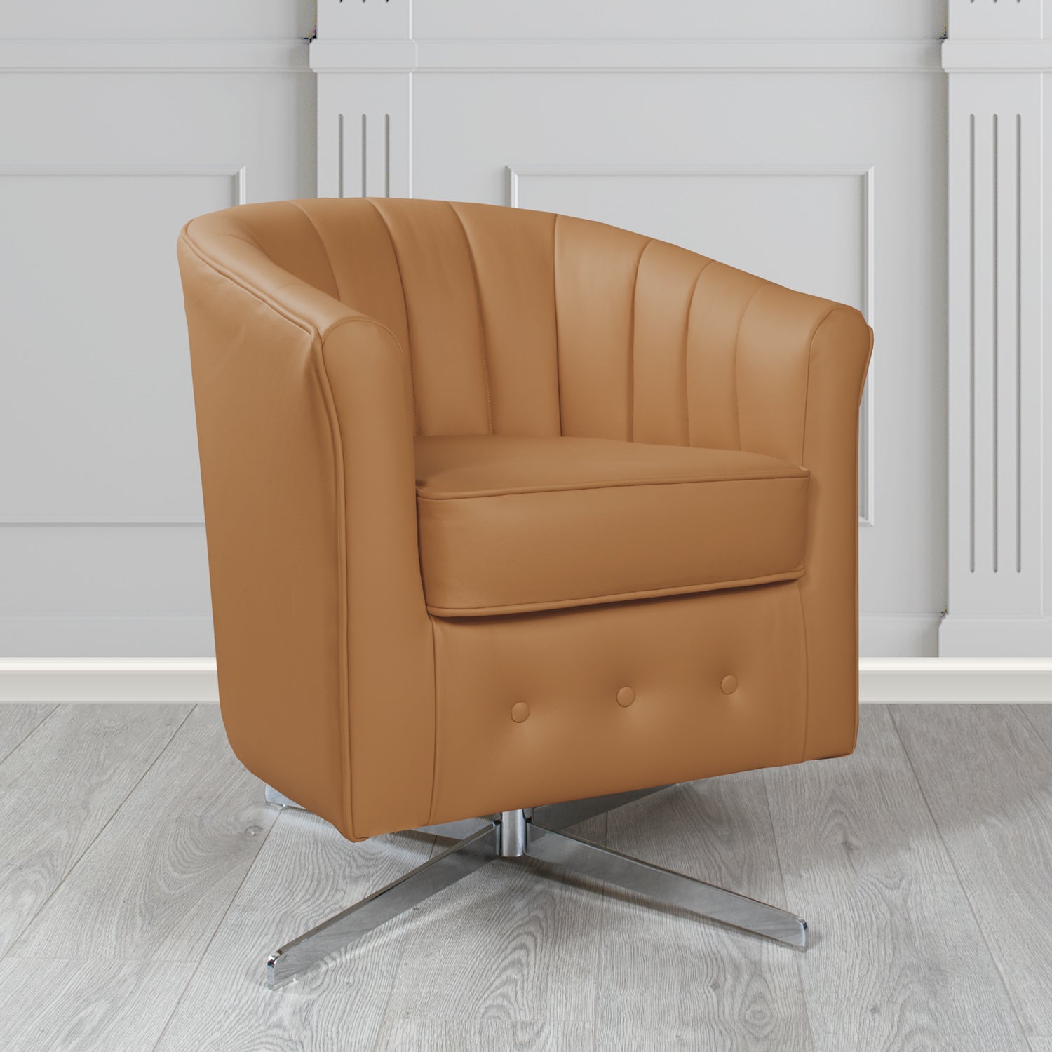 Doha Swivel Tub Chair in Vele Remy Genuine Leather