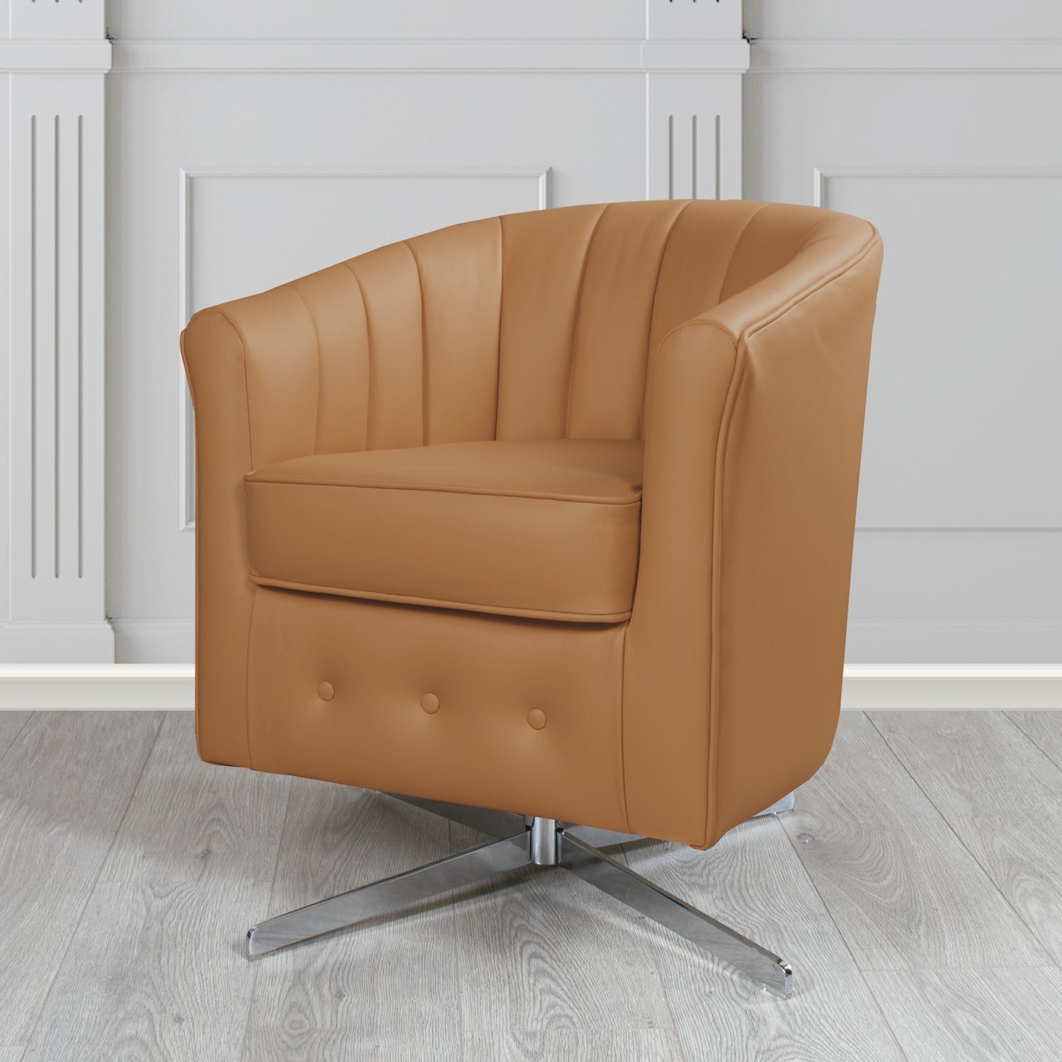 Doha Swivel Tub Chair in Vele Remy Genuine Leather