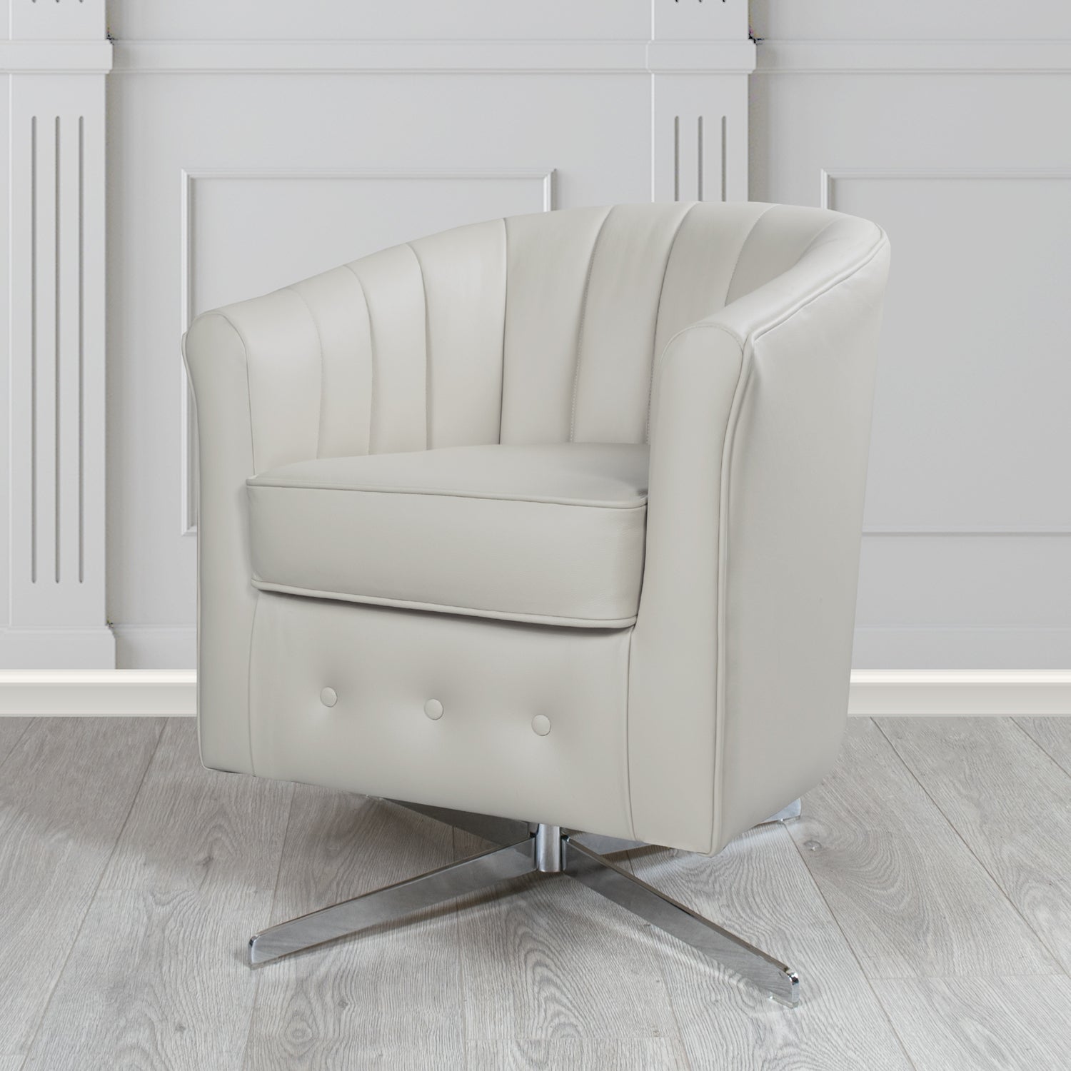 Doha Swivel Tub Chair in Vele Richmond Rock Genuine Leather