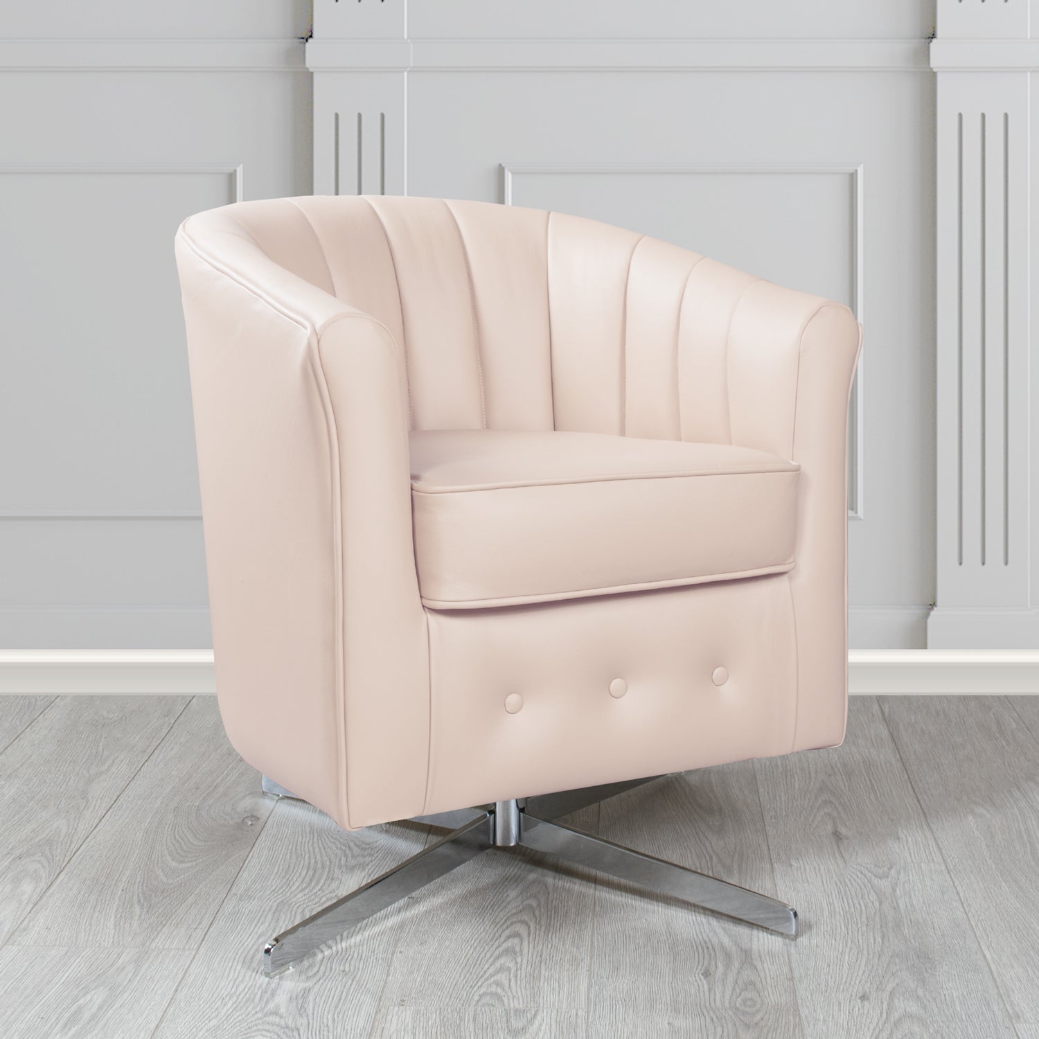 Doha Swivel Tub Chair in Vele Rose Genuine Leather