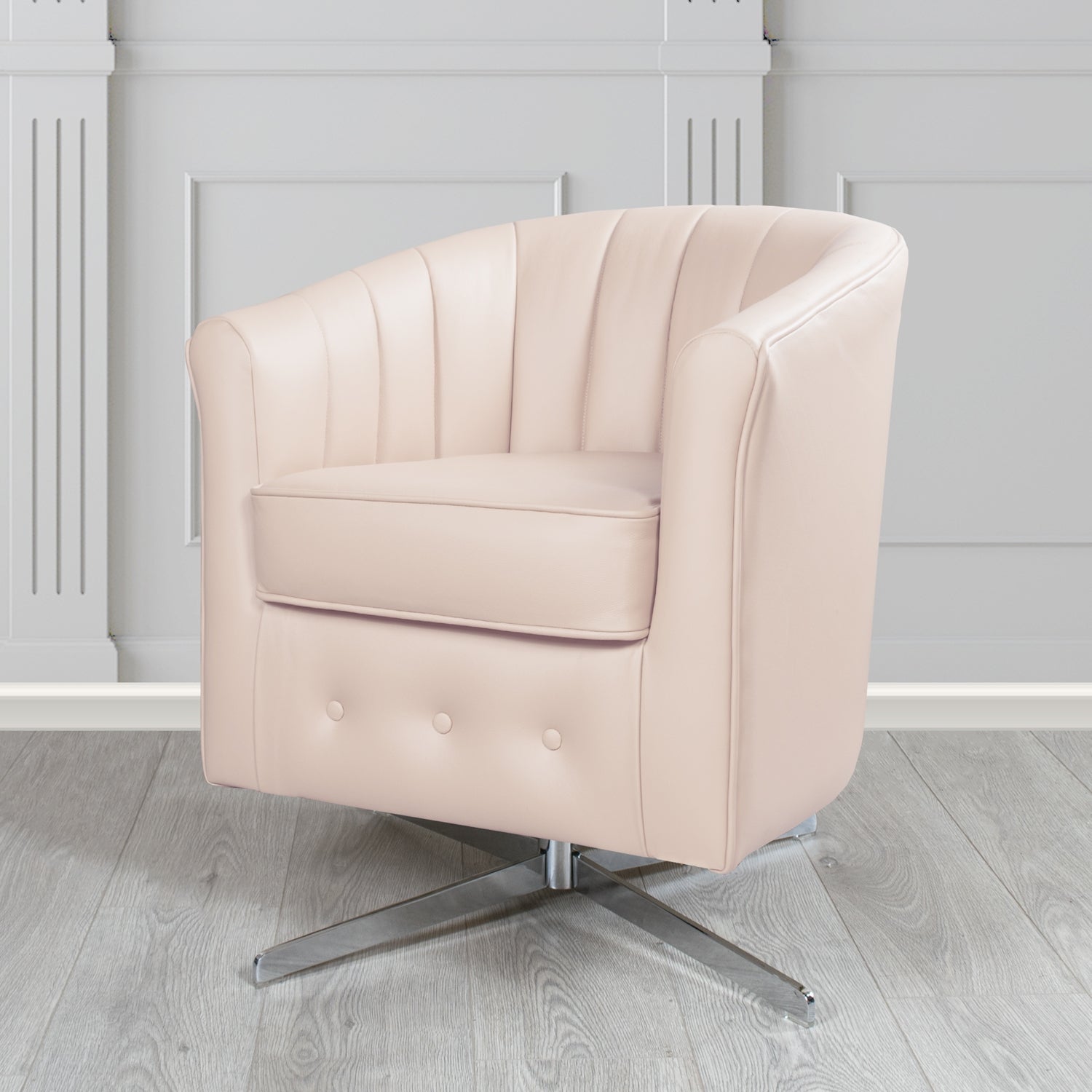 Doha Swivel Tub Chair in Vele Rose Genuine Leather