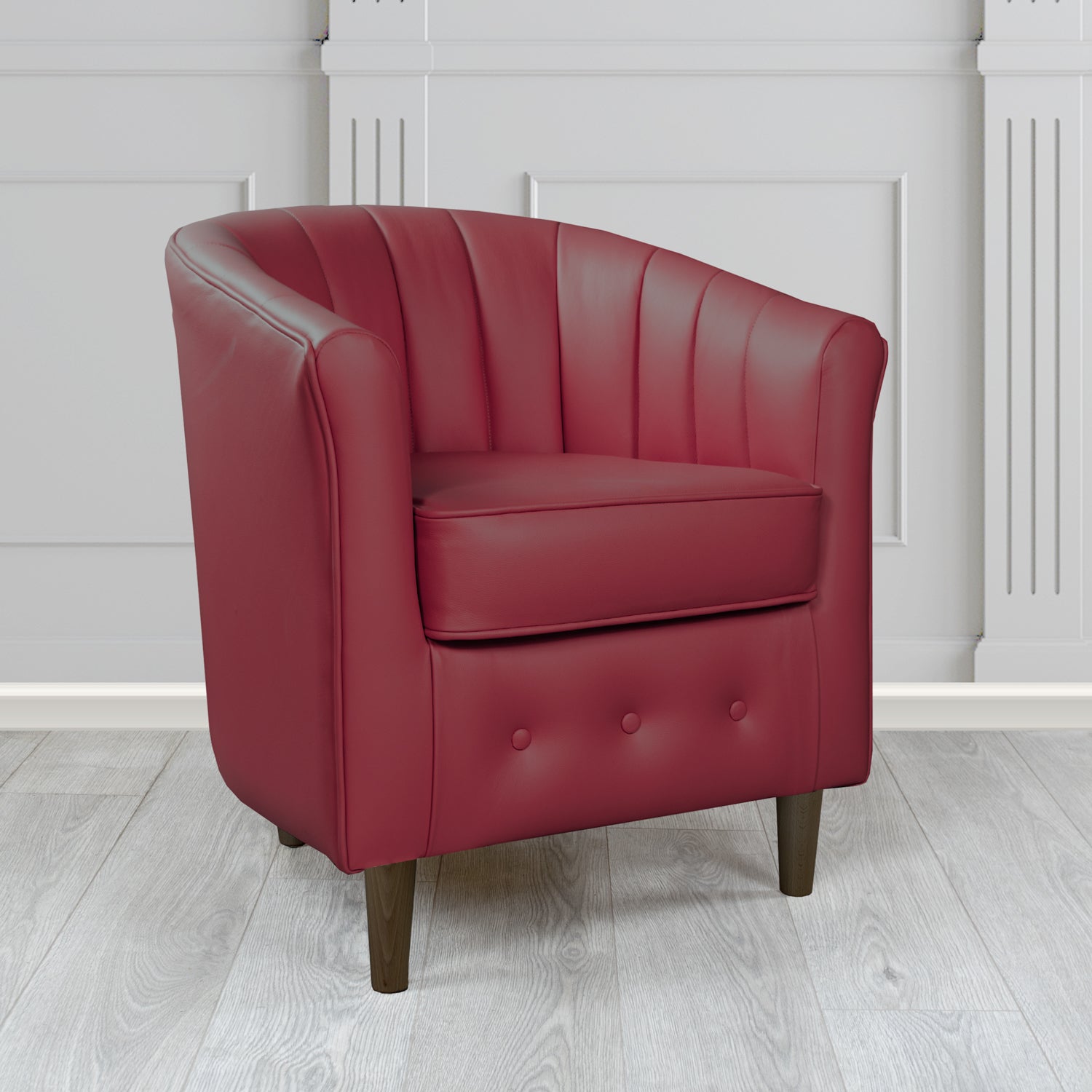 Doha Tub Chair in Vele Ruby Crib 5 Genuine Leather