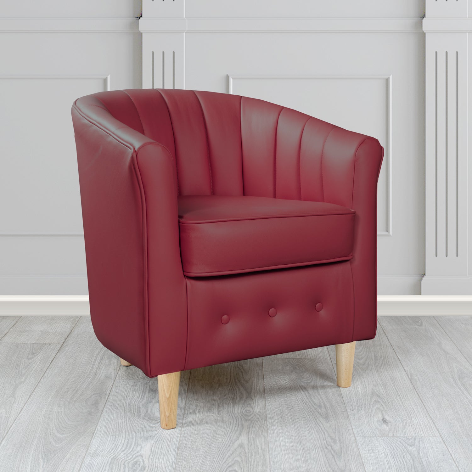 Doha Tub Chair in Vele Ruby Crib 5 Genuine Leather