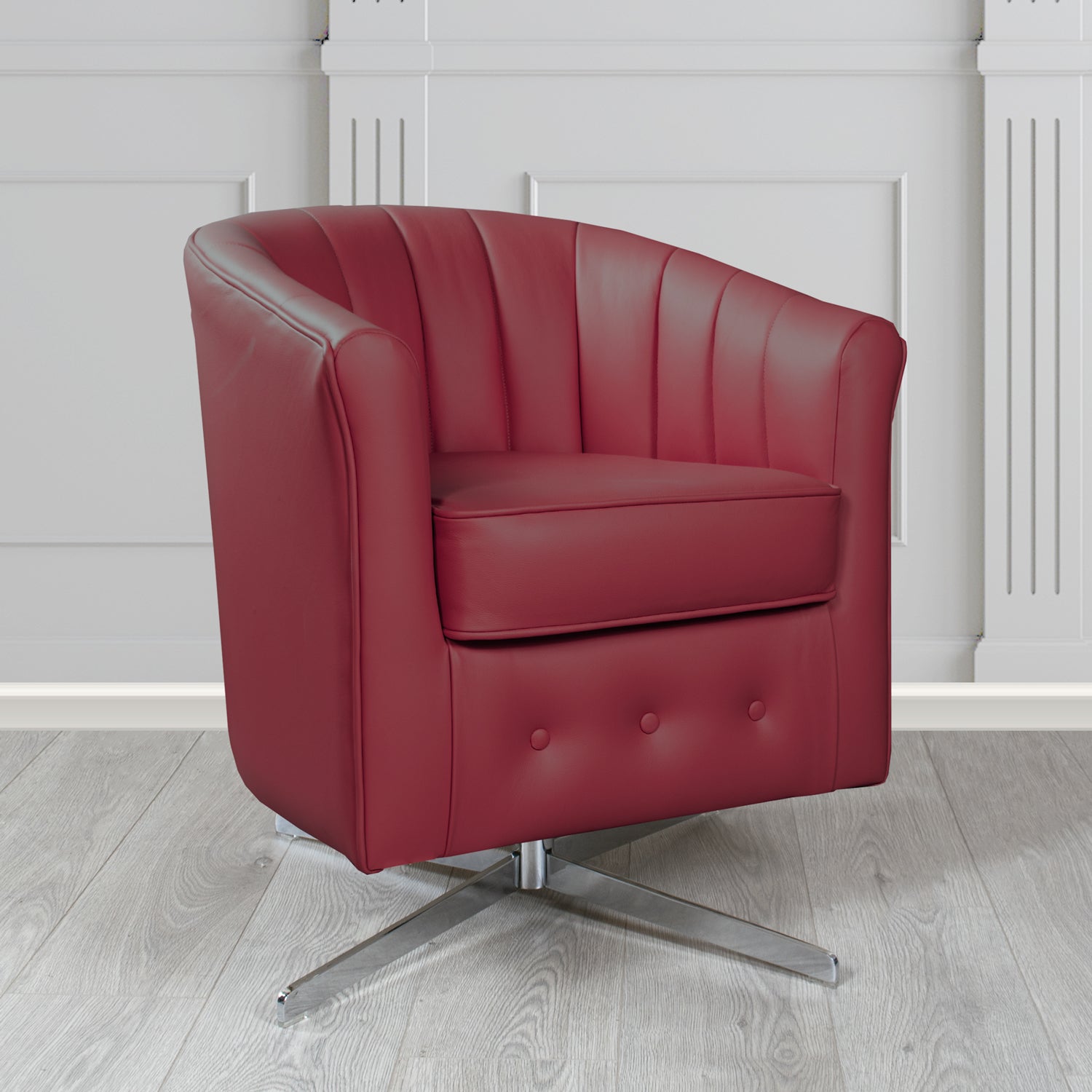 Doha Swivel Tub Chair in Vele Ruby Genuine Leather