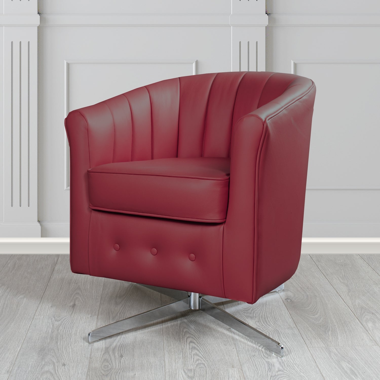 Doha Swivel Tub Chair in Vele Ruby Genuine Leather