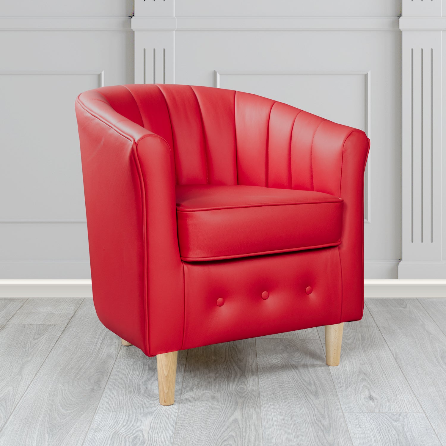 Doha Tub Chair in Vele Scarlet Crib 5 Genuine Leather