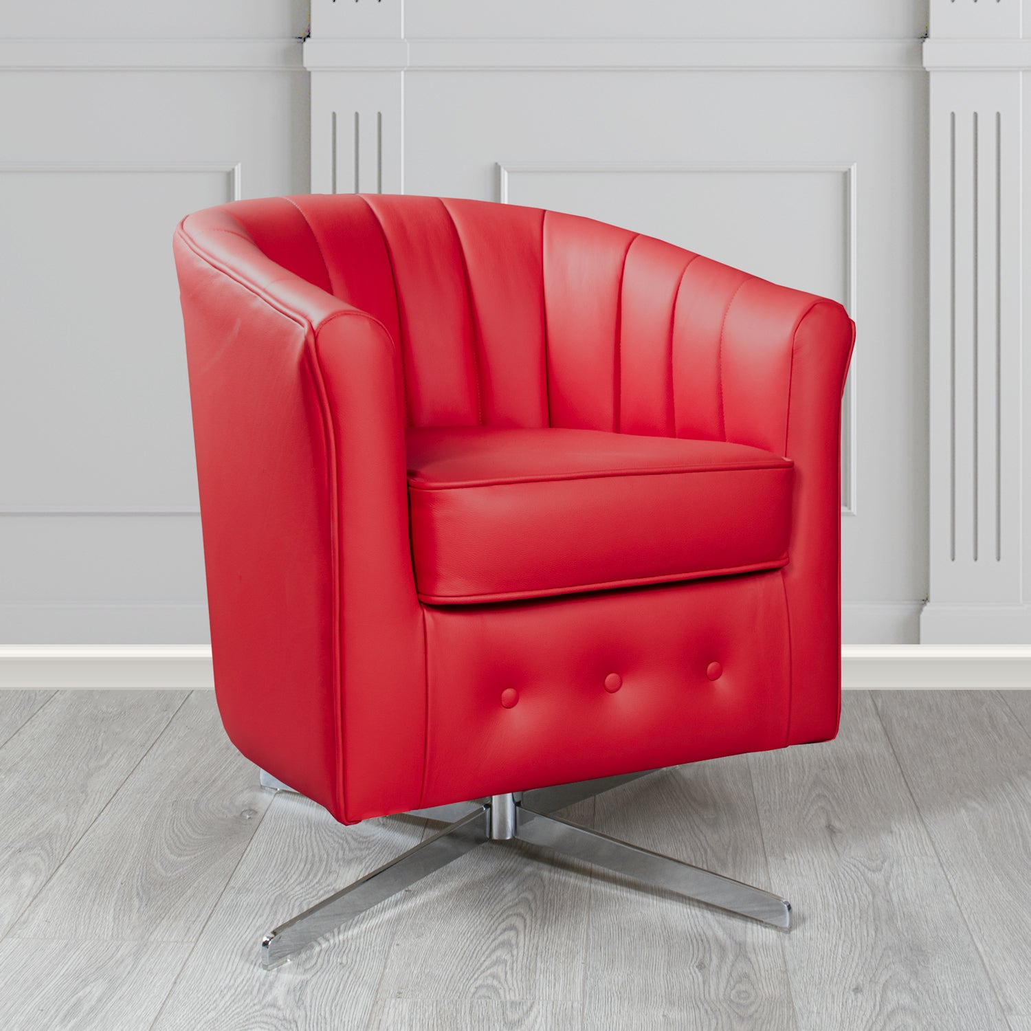 Doha Swivel Tub Chair in Vele Scarlet Genuine Leather