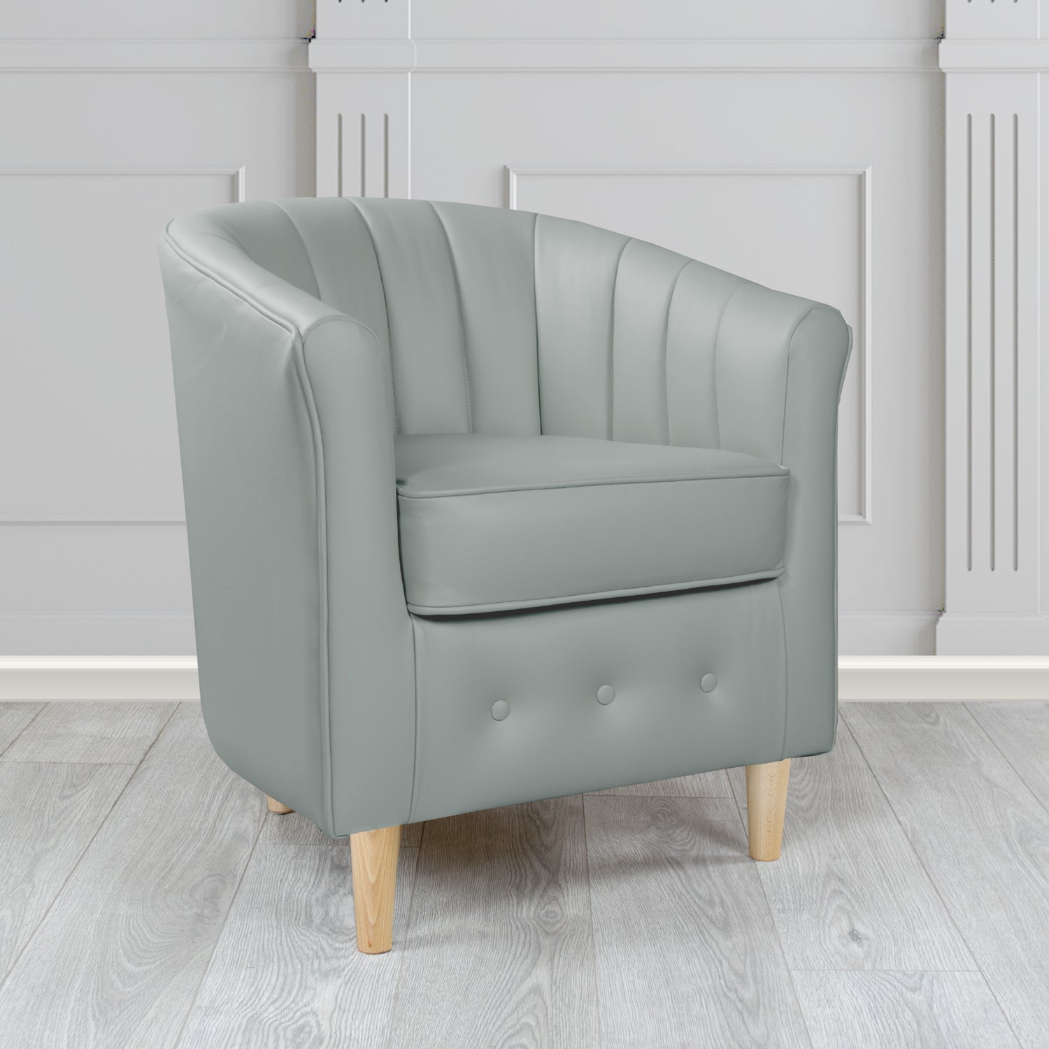 Doha Tub Chair in Vele Seal Grey Crib 5 Genuine Leather