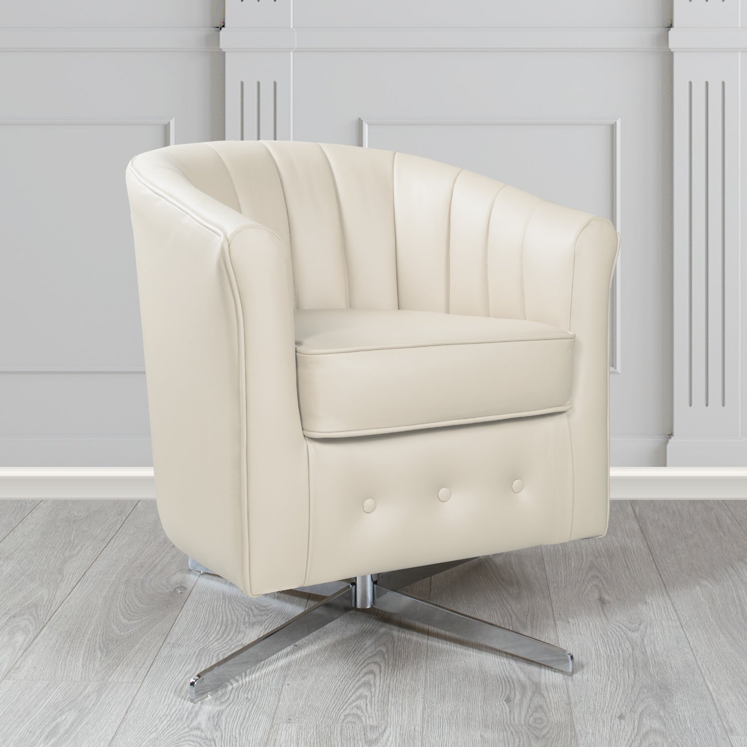 Doha Swivel Tub Chair in Vele Straw Genuine Leather