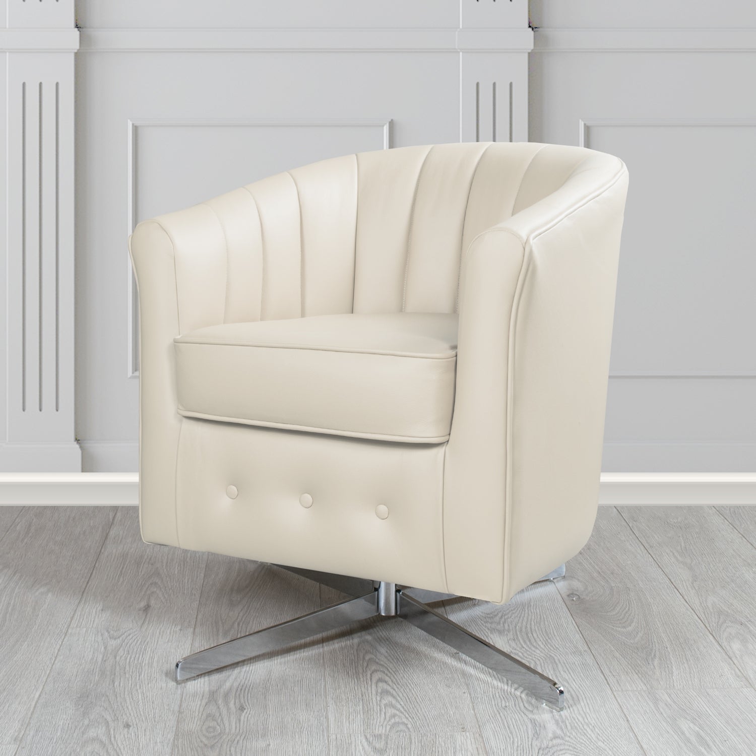 Doha Swivel Tub Chair in Vele Straw Genuine Leather