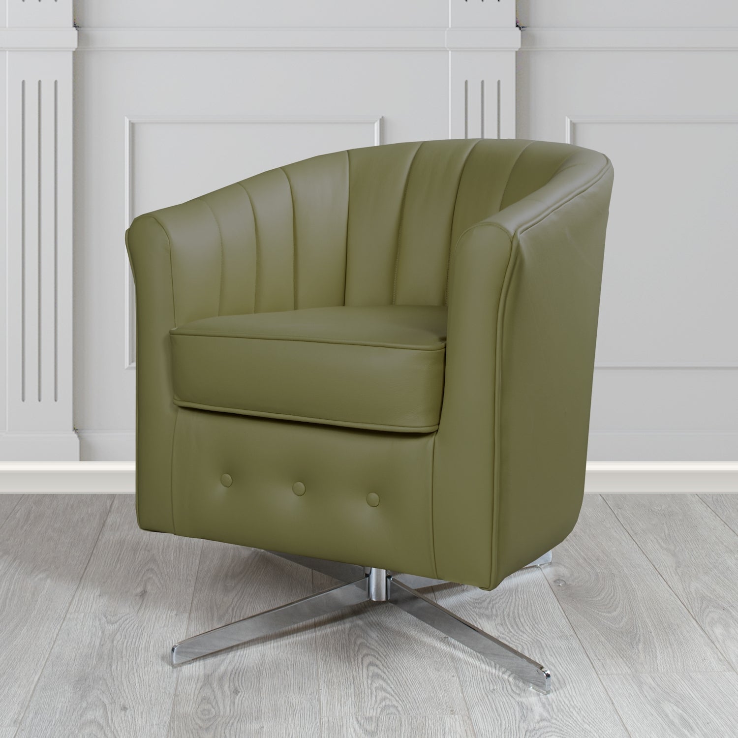 Doha Swivel Tub Chair in Vele Terrapin Genuine Leather