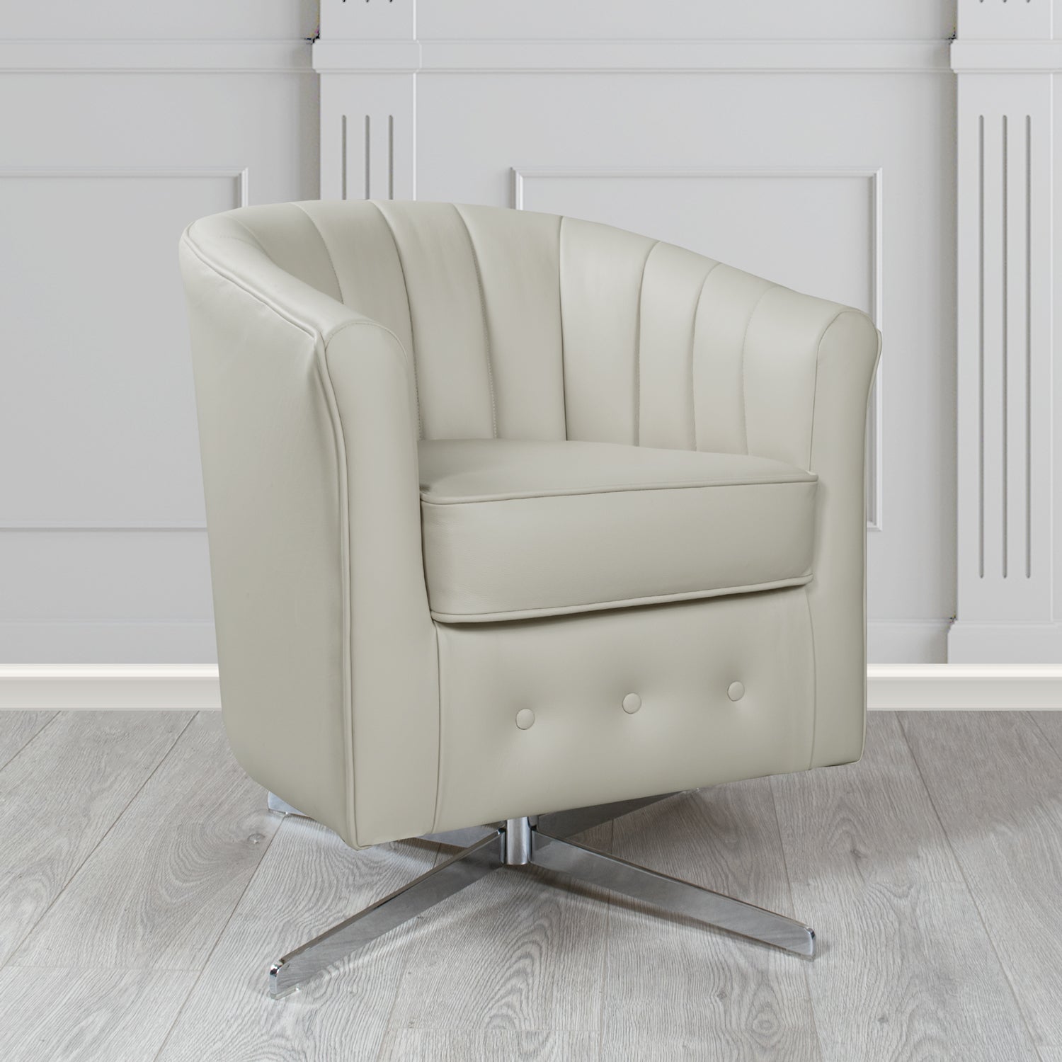 Doha Swivel Tub Chair in Vele Vapour Genuine Leather
