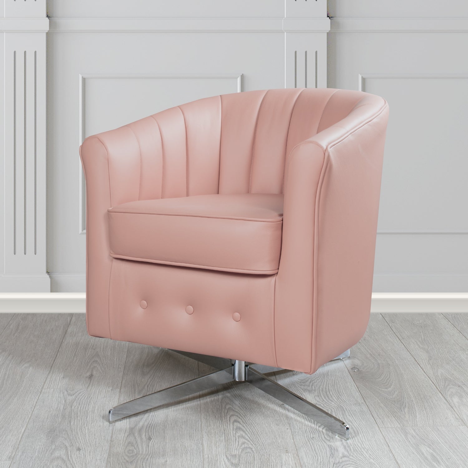 Doha Swivel Tub Chair in Vele Visage Genuine Leather