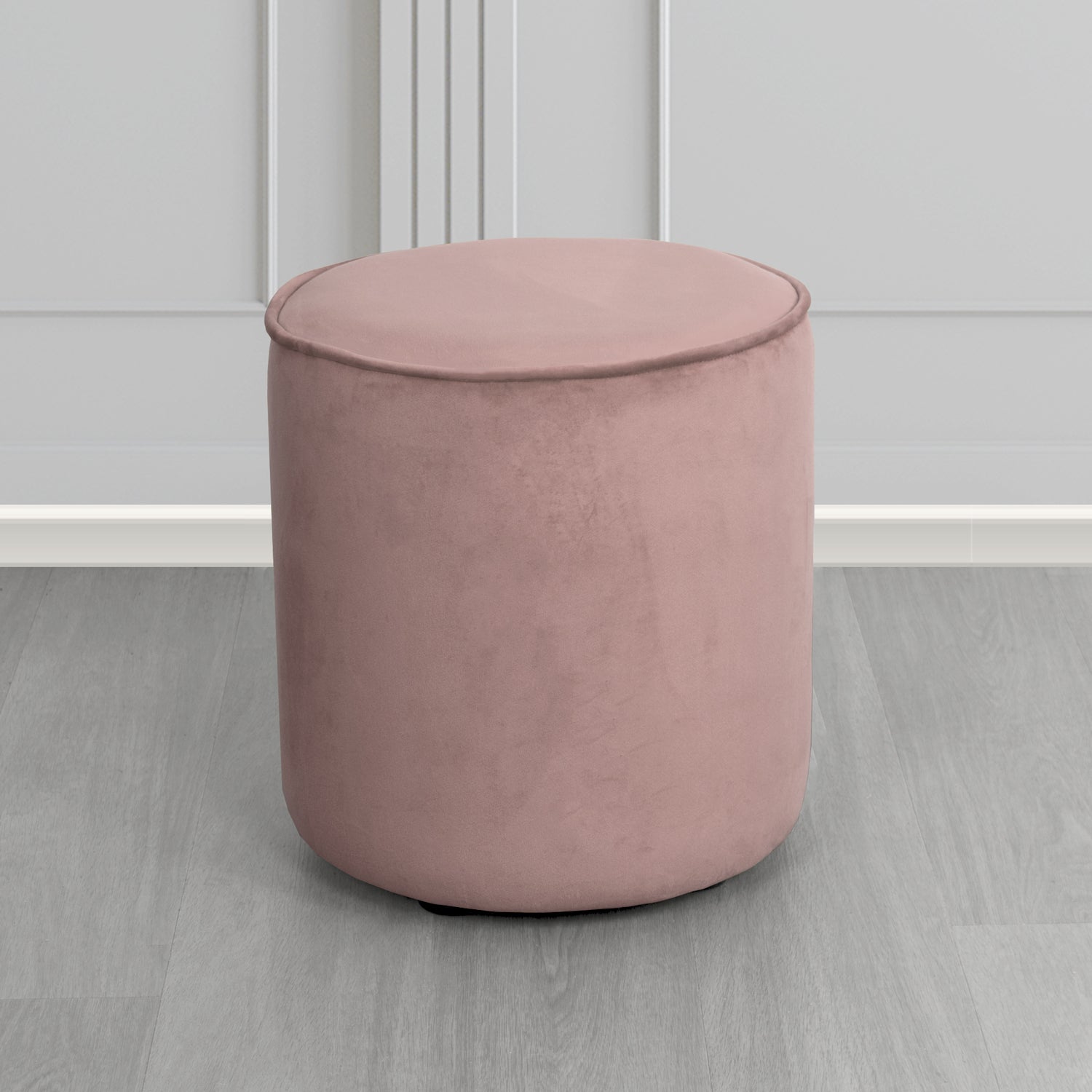 Betsy Round Footstool in Monaco Heather Velvet Fabric - The Tub Chair Shop