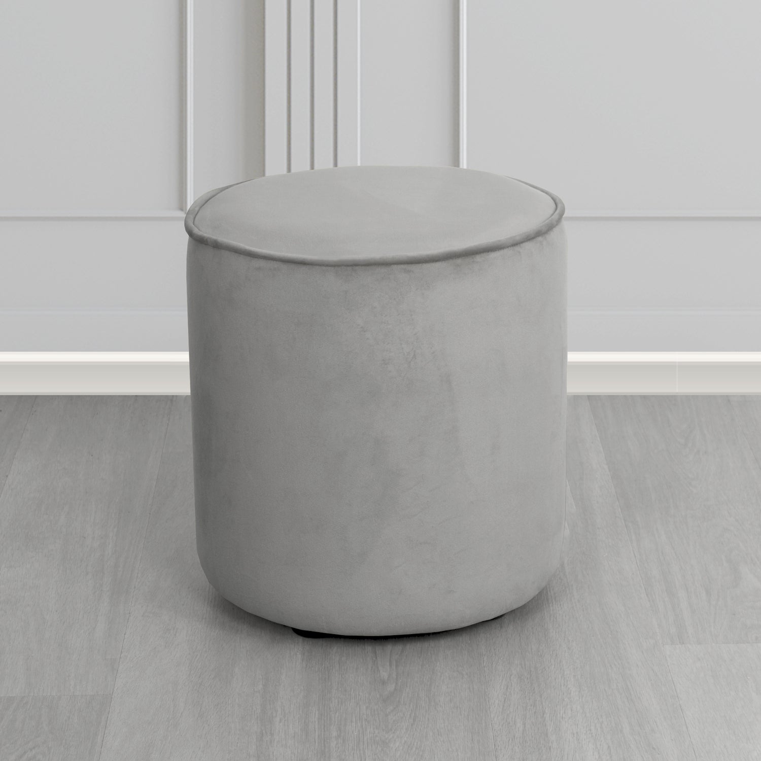 Betsy Round Footstool in Monaco Steel Velvet Fabric - The Tub Chair Shop