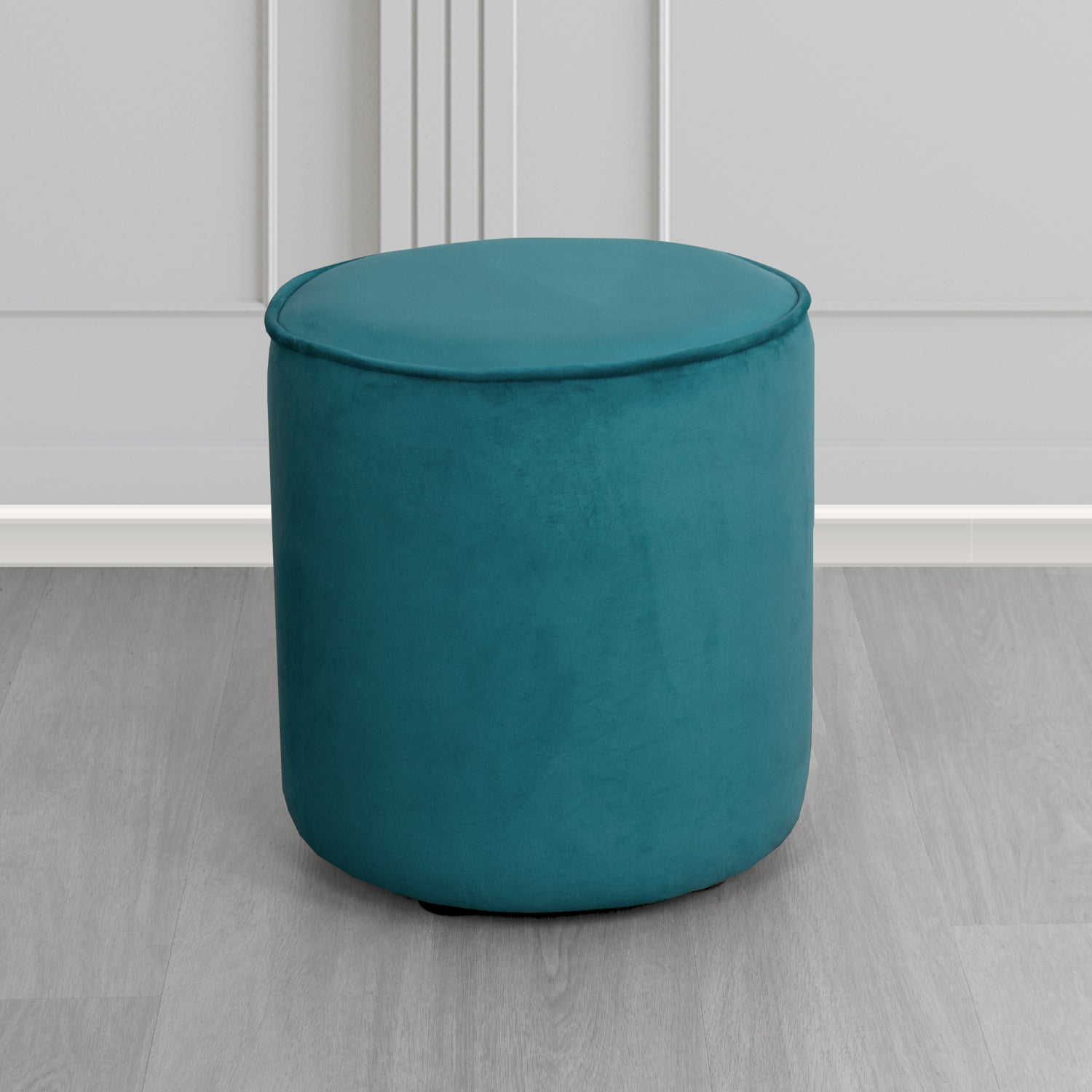 Betsy Round Footstool in Monaco Teal Velvet Fabric - The Tub Chair Shop