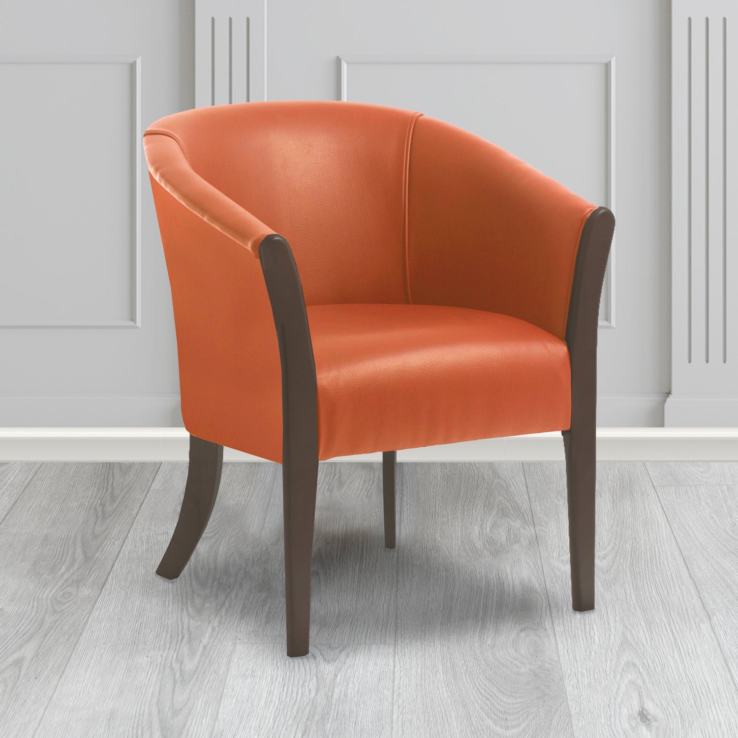 Hamilton Tub Chair in Agua Paint Pot Burnt Orange Crib 5 Faux Leather