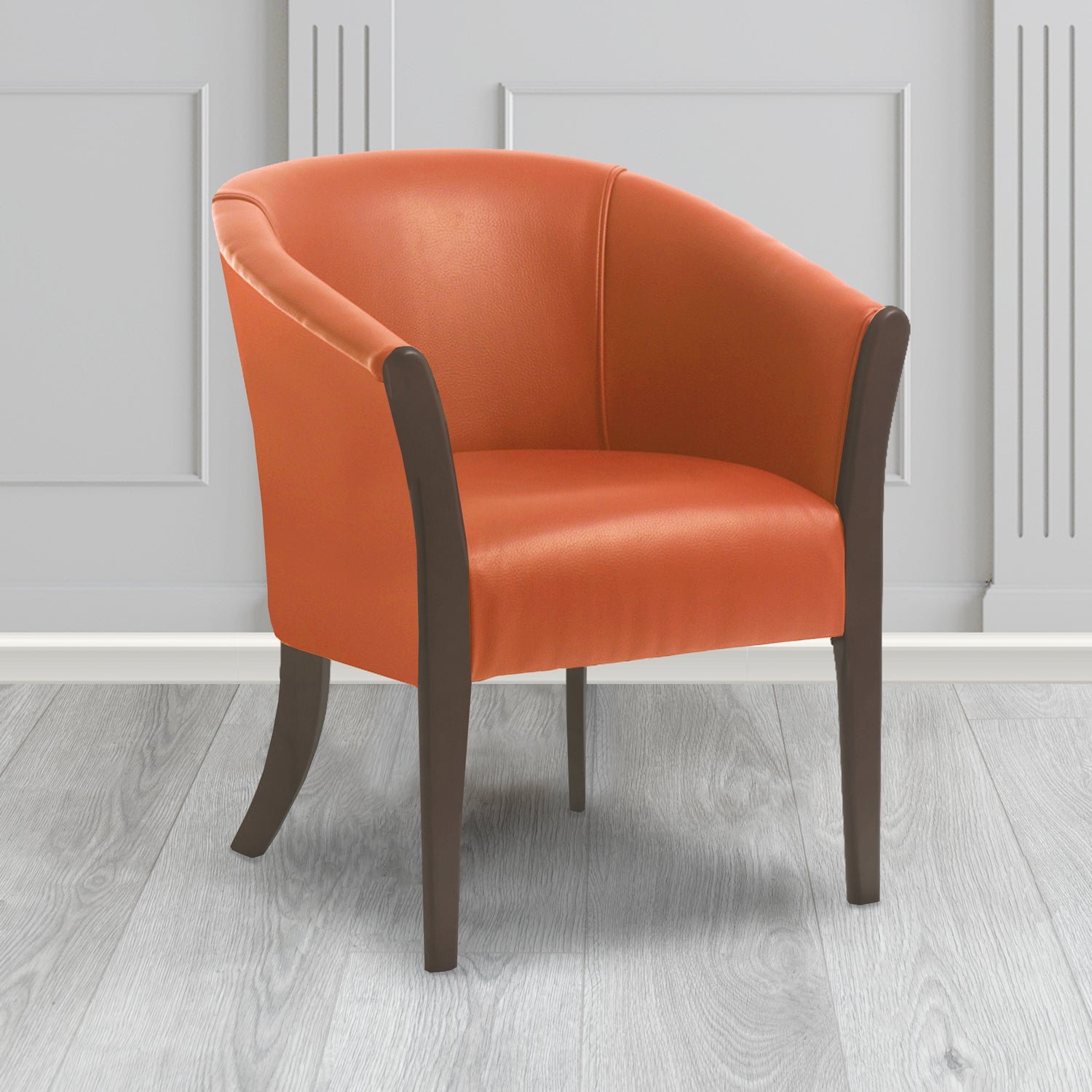 Hamilton Tub Chair in Agua Paint Pot Burnt Orange Crib 5 Faux Leather - Antimicrobial, Stain Resistant & Waterproof - The Tub Chair Shop