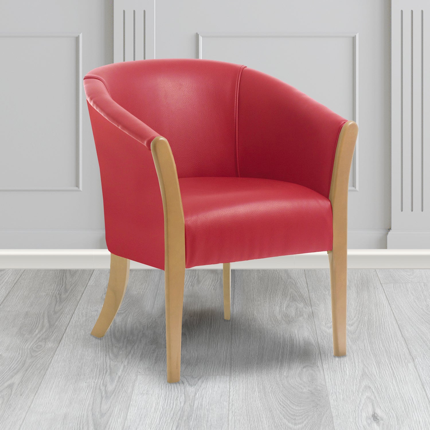 Hamilton Tub Chair in Agua Paint Pot Scarlet Crib 5 Faux Leather - Antimicrobial, Stain Resistant & Waterproof - The Tub Chair Shop