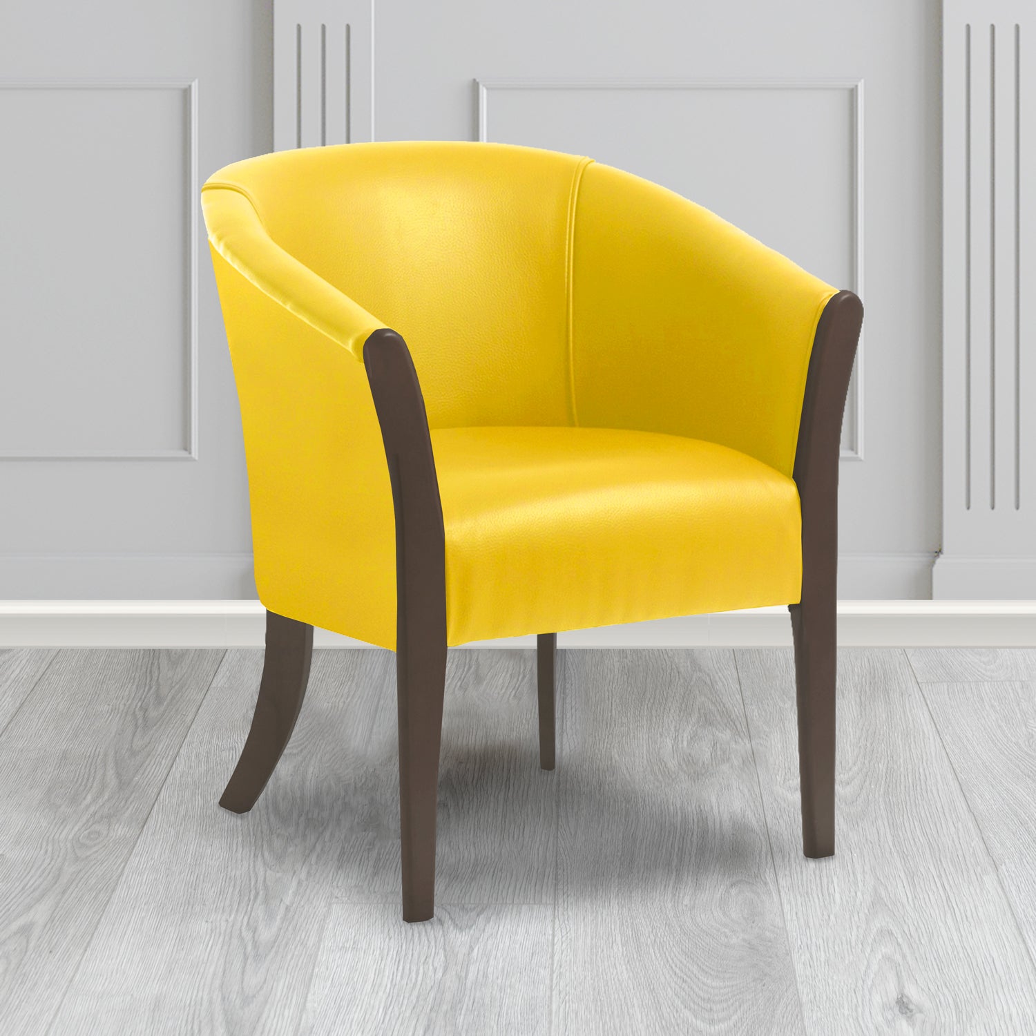 Hamilton Tub Chair in Agua Paint Pot Yellow Crib 5 Faux Leather - Antimicrobial, Stain Resistant & Waterproof - The Tub Chair Shop