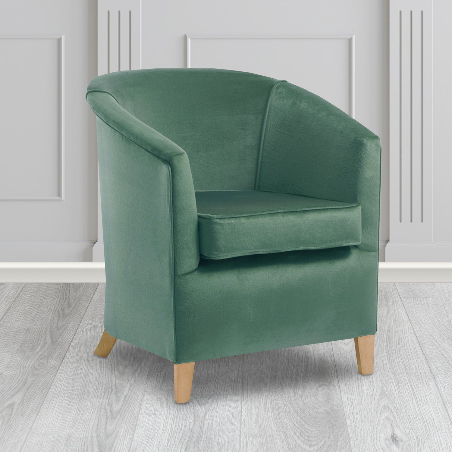 Jasmine Tub Chair in Noble 129 Ocean Crib 5 Velvet Fabric - Water Resistant - The Tub Chair Shop
