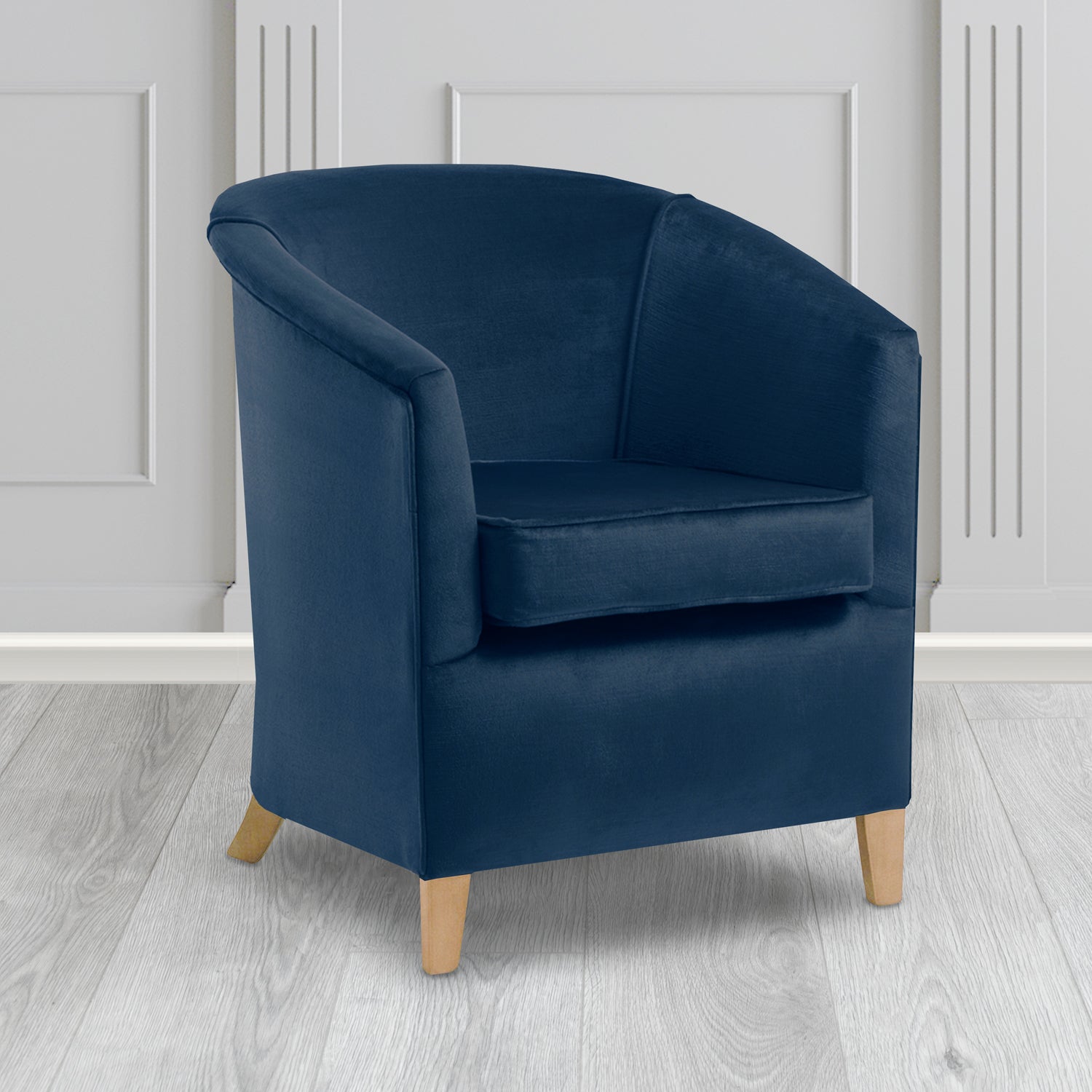 Jasmine Tub Chair in Noble 133 Sapphire Crib 5 Velvet Fabric - Water Resistant - The Tub Chair Shop