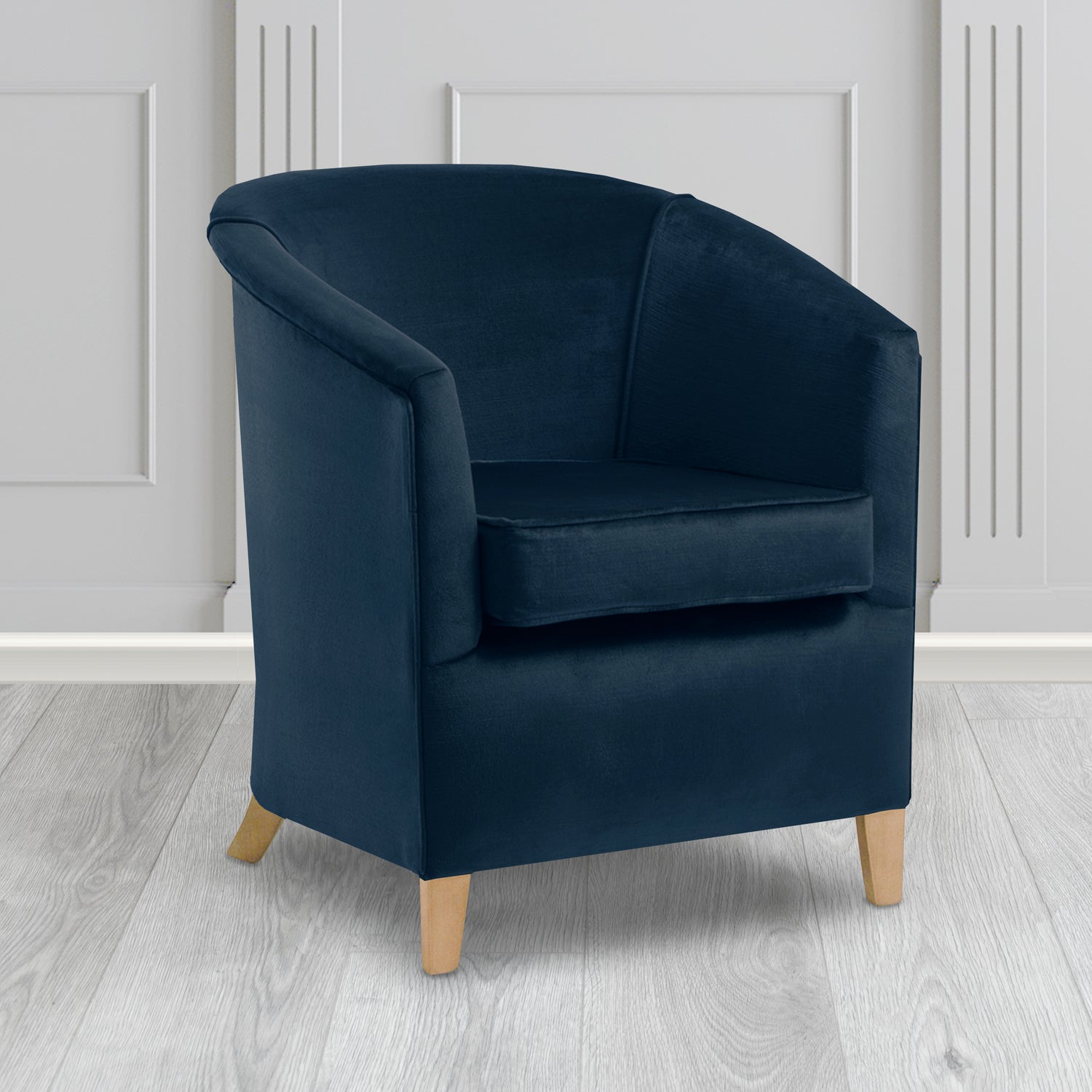 Jasmine Tub Chair in Noble 192 Ink Crib 5 Velvet Fabric - Water Resistant - The Tub Chair Shop
