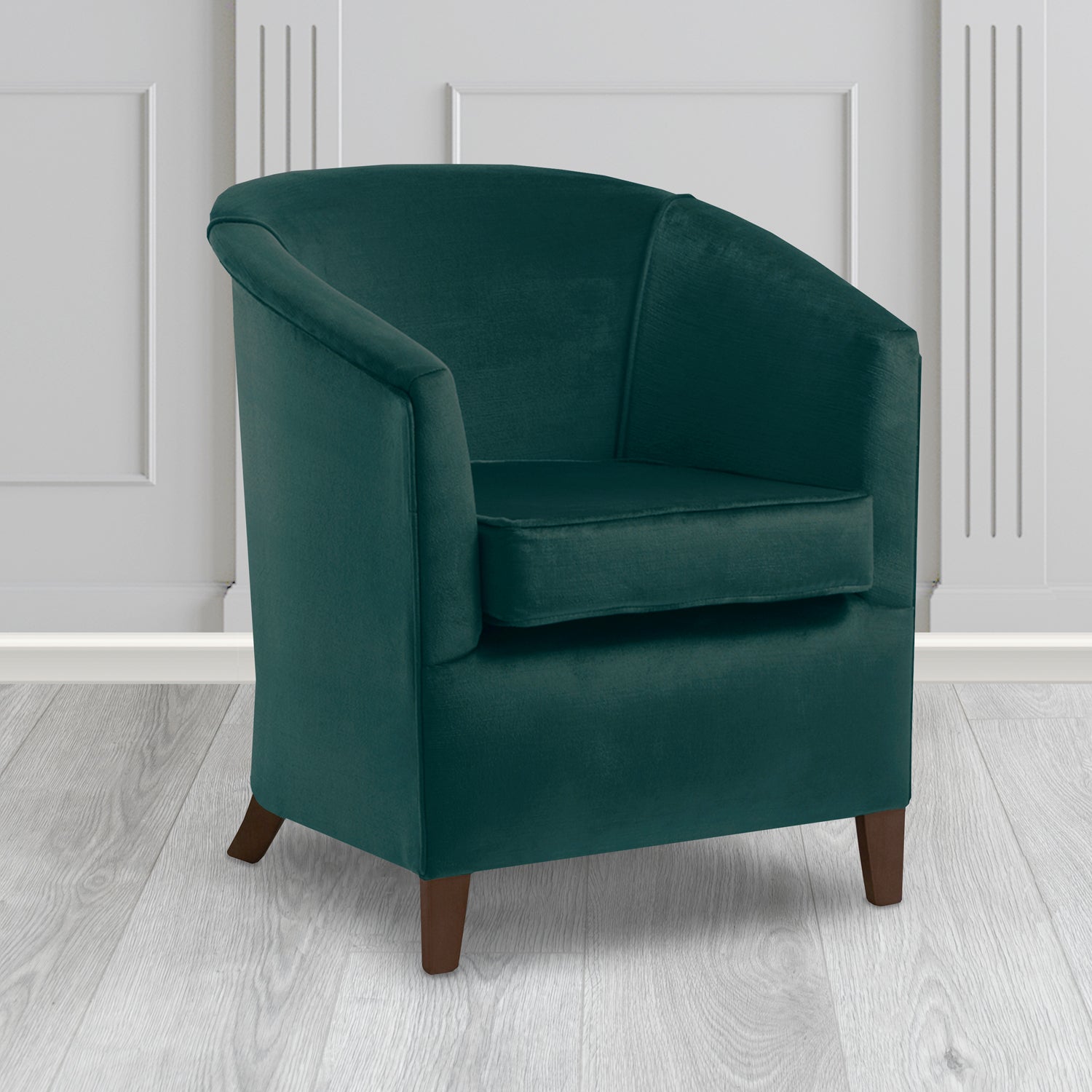 Jasmine Tub Chair in Noble 203 Emerald Crib 5 Velvet Fabric - Water Resistant - The Tub Chair Shop