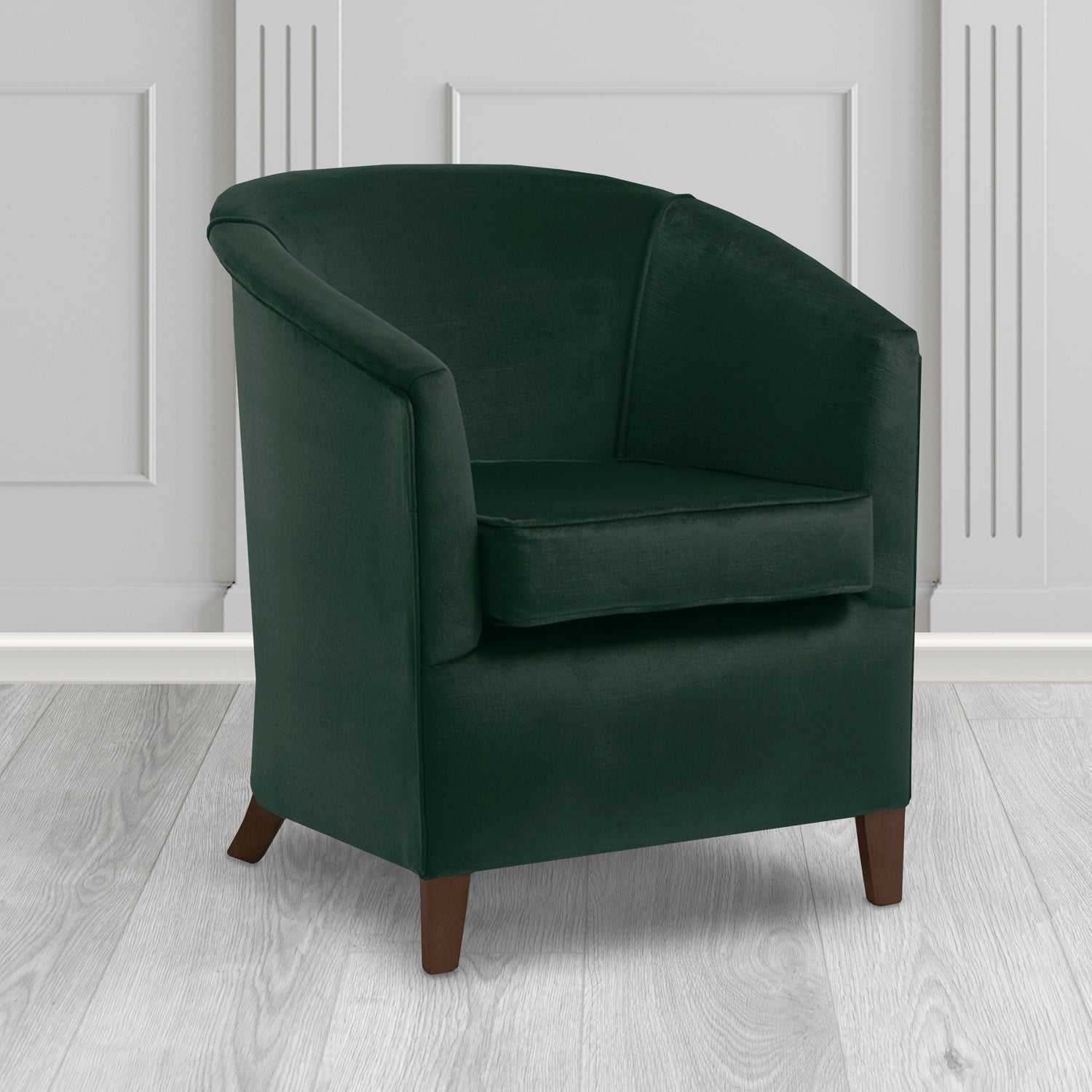 Jasmine Tub Chair in Noble 228 Bottle Green Crib 5 Velvet Fabric - Water Resistant - The Tub Chair Shop