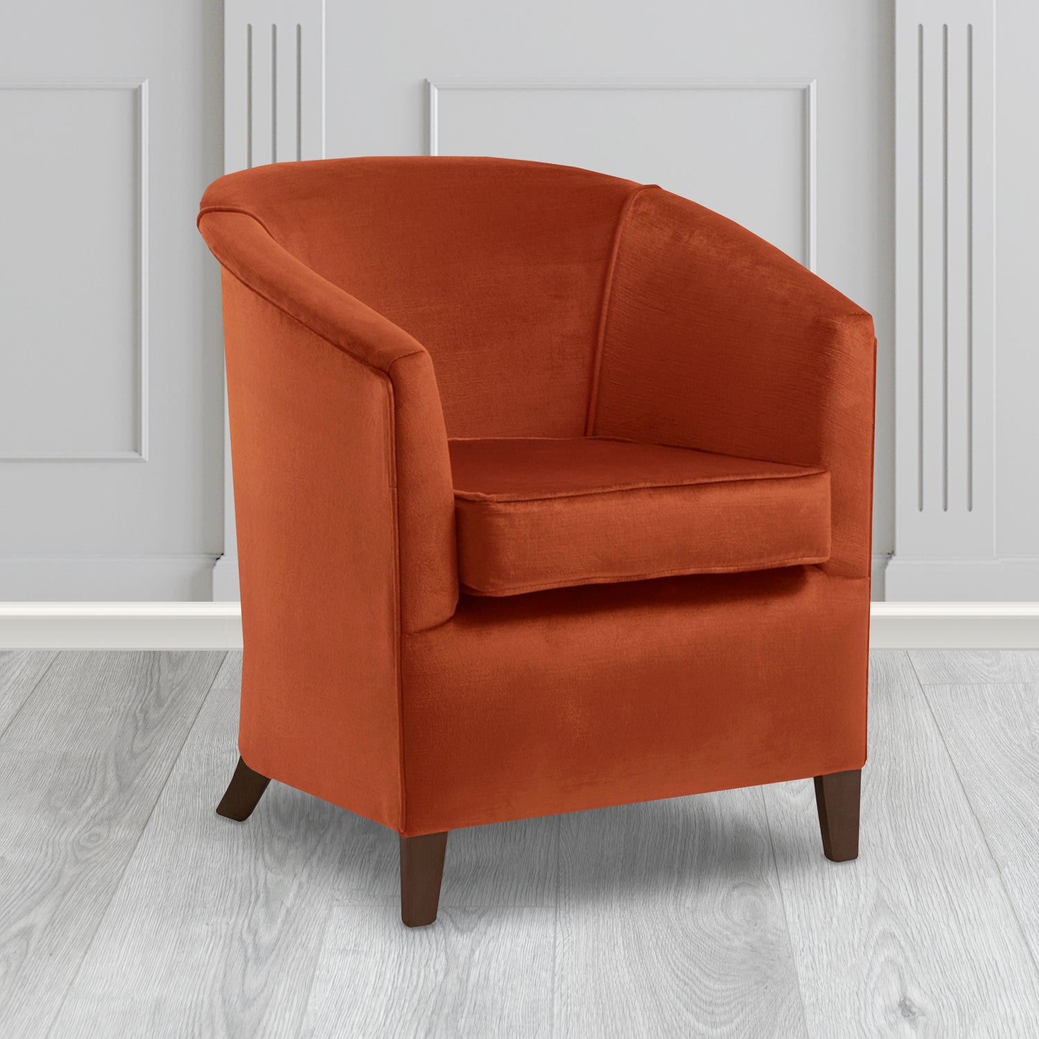 Jasmine Tub Chair in Noble 404 Henna Crib 5 Velvet Fabric - Water Resistant - The Tub Chair Shop