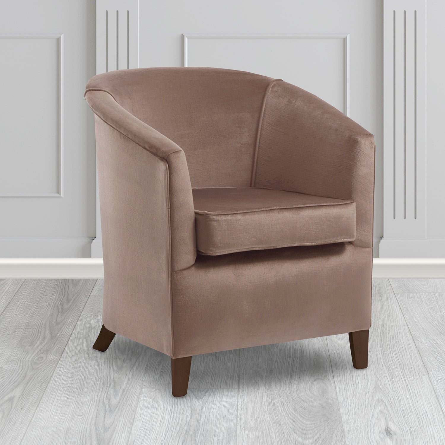 Jasmine Tub Chair in Noble 708 Truffle Crib 5 Velvet Fabric - Water Resistant - The Tub Chair Shop
