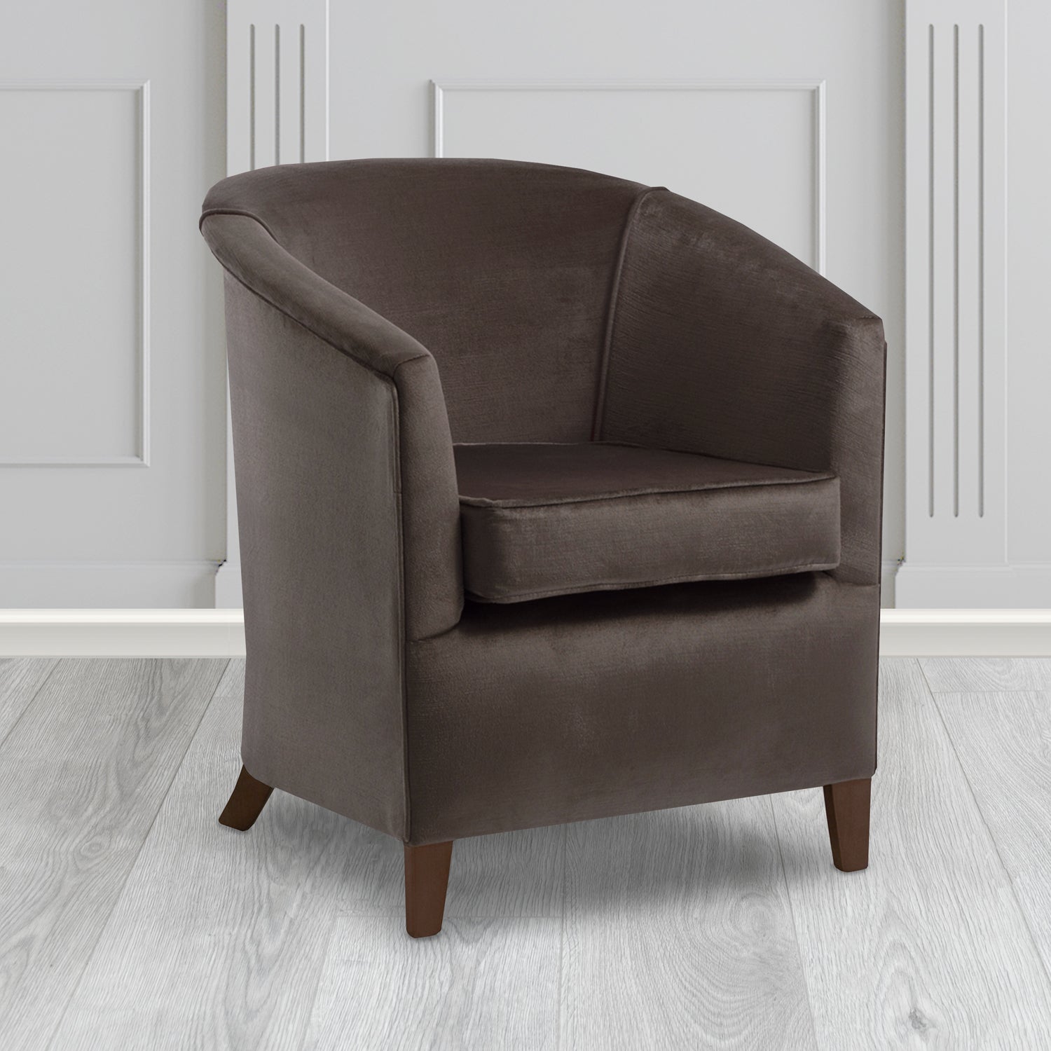 Jasmine Tub Chair in Noble 903 Charcoal Crib 5 Velvet Fabric - Water Resistant - The Tub Chair Shop