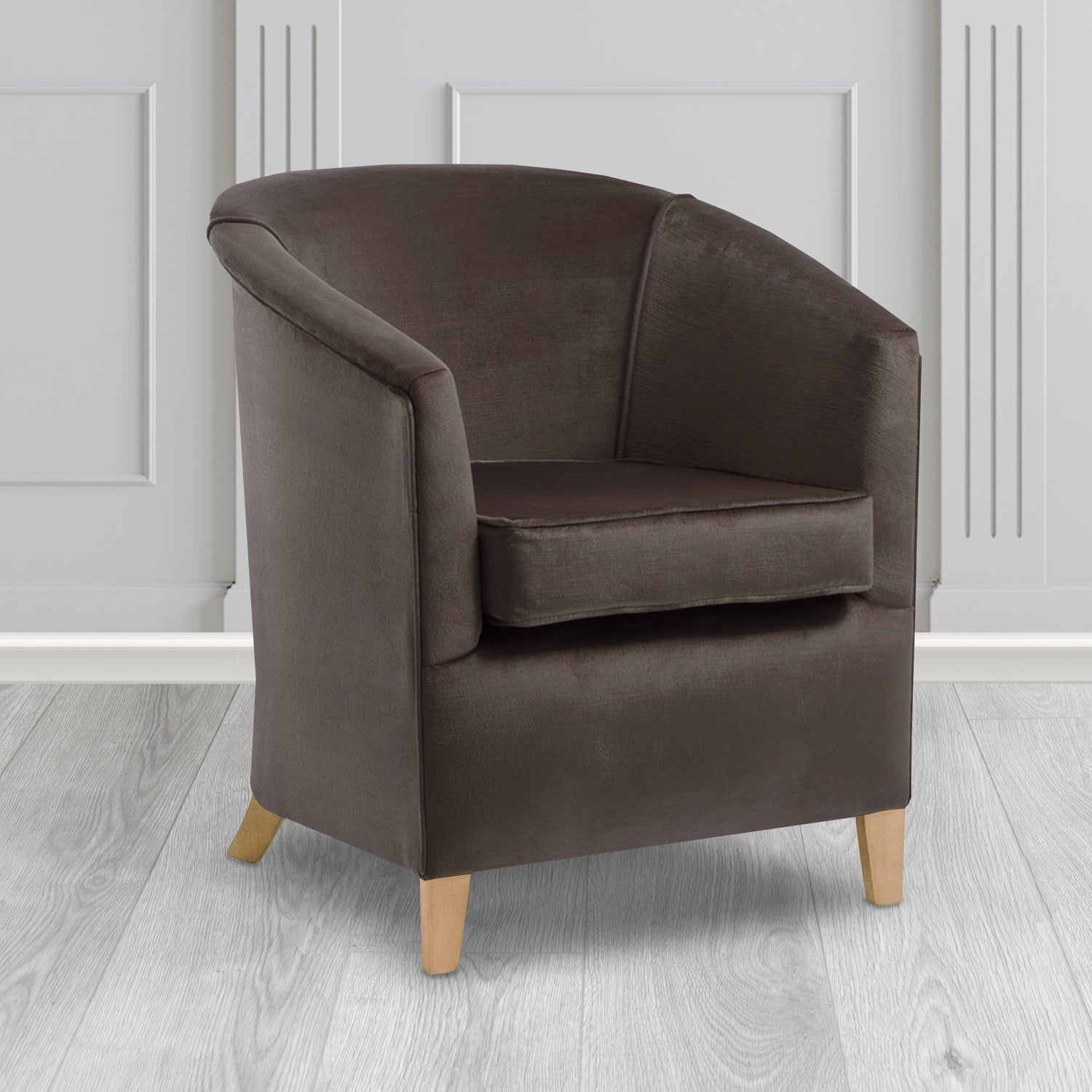 Jasmine Tub Chair in Noble 903 Charcoal Crib 5 Velvet Fabric - Water Resistant - The Tub Chair Shop