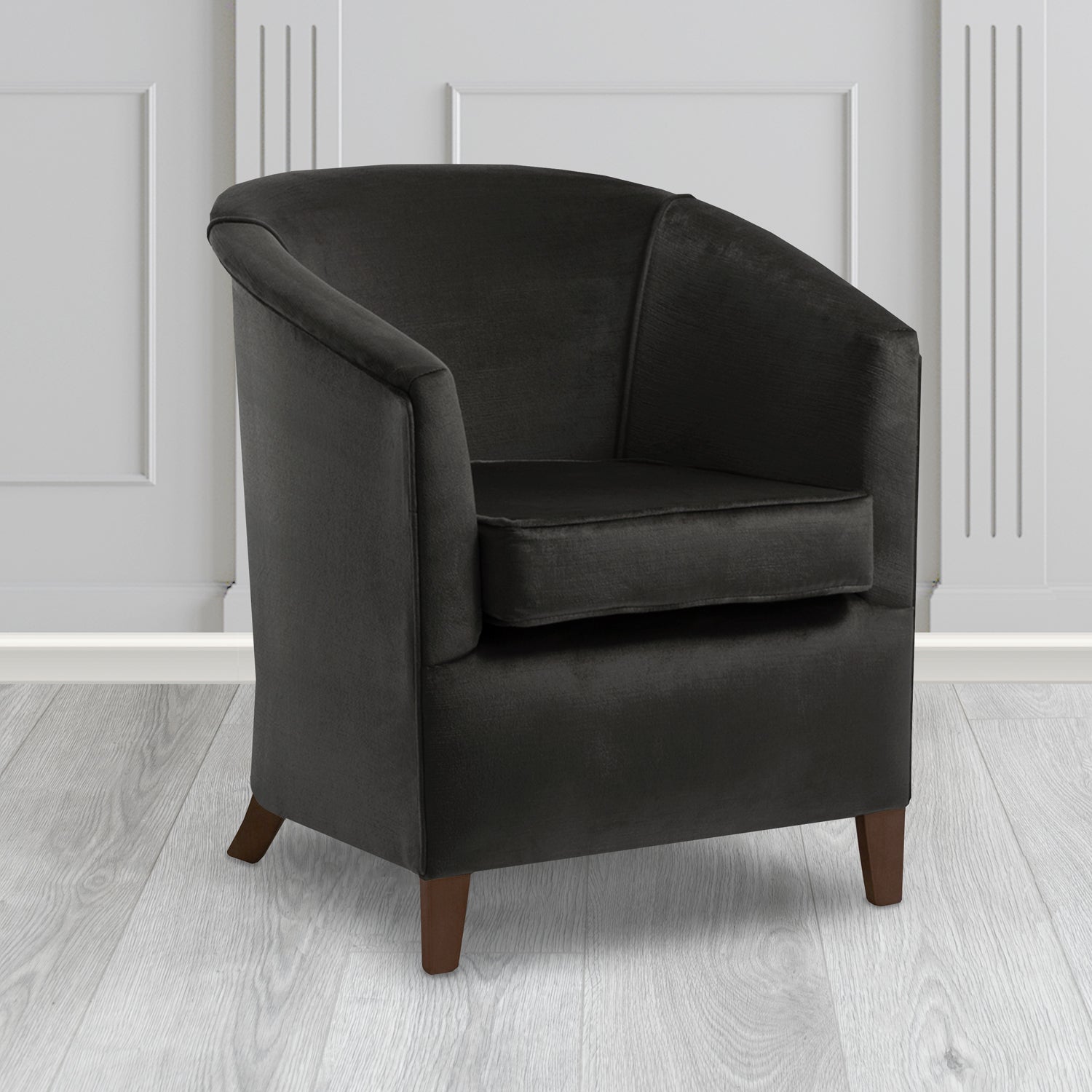 Jasmine Tub Chair in Noble 949 Noir Crib 5 Velvet Fabric - Water Resistant - The Tub Chair Shop