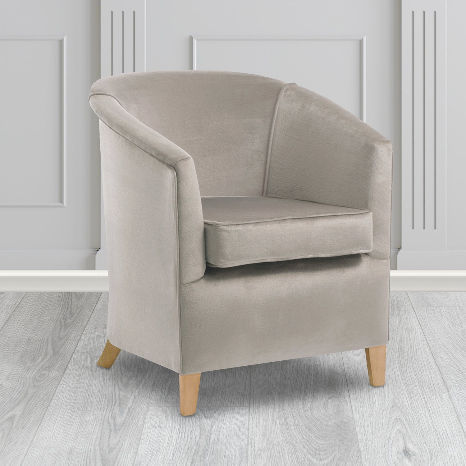 Jasmine Tub Chair in Noble 952 Platinum Crib 5 Velvet Fabric - Water Resistant - The Tub Chair Shop