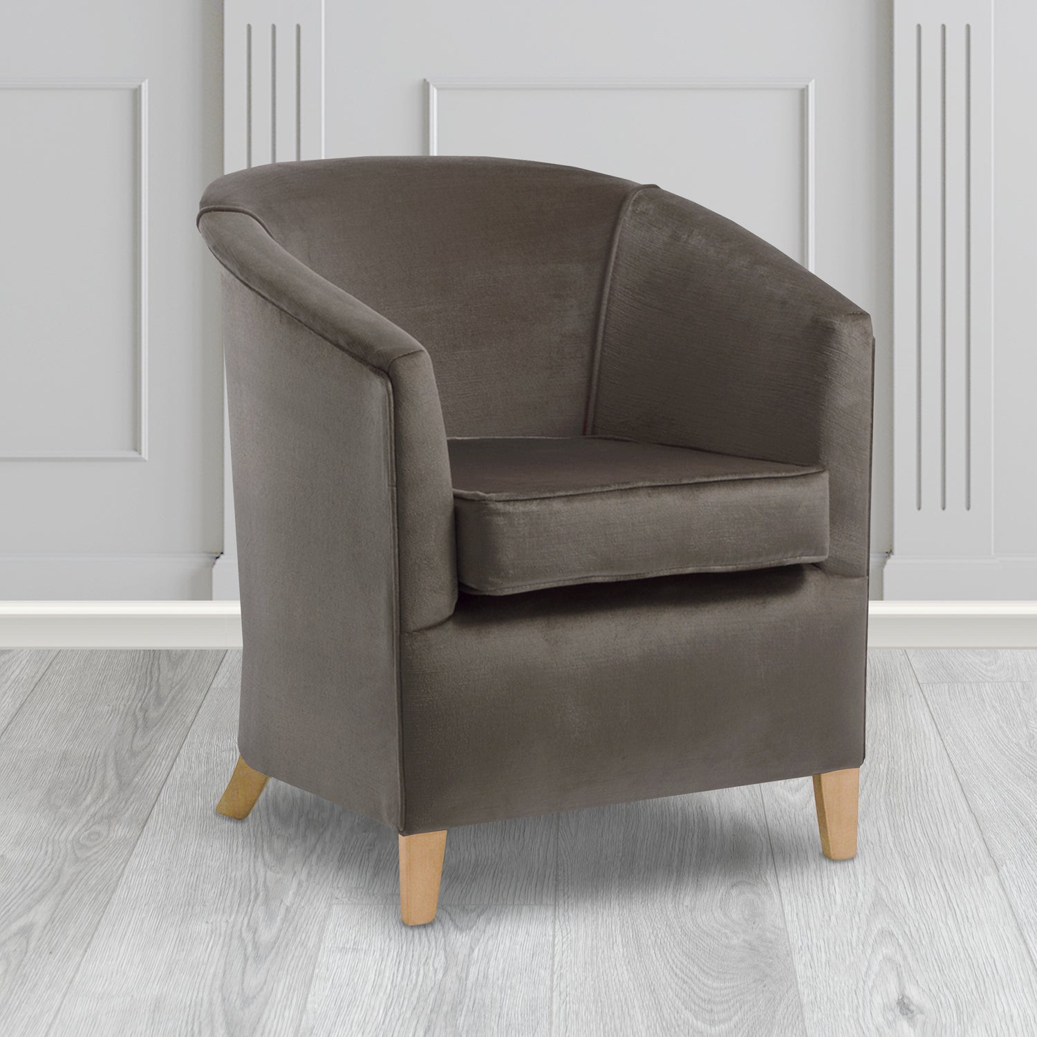 Jasmine Tub Chair in Noble 956 Lead Crib 5 Velvet Fabric - Water Resistant - The Tub Chair Shop