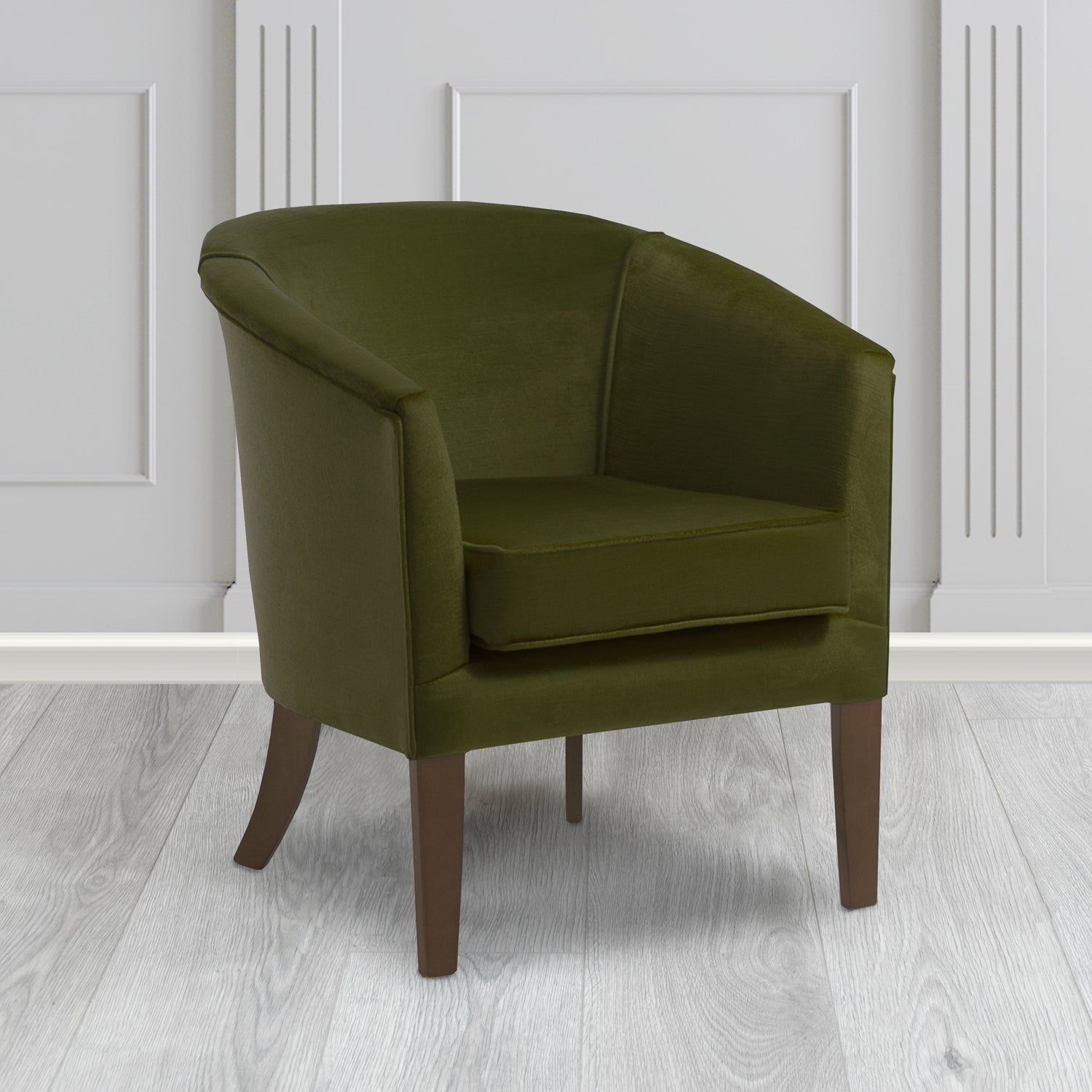 Jazz Tub Chair in Noble 204 Moss Crib 5 Velvet Fabric - Water Resistant - The Tub Chair Shop