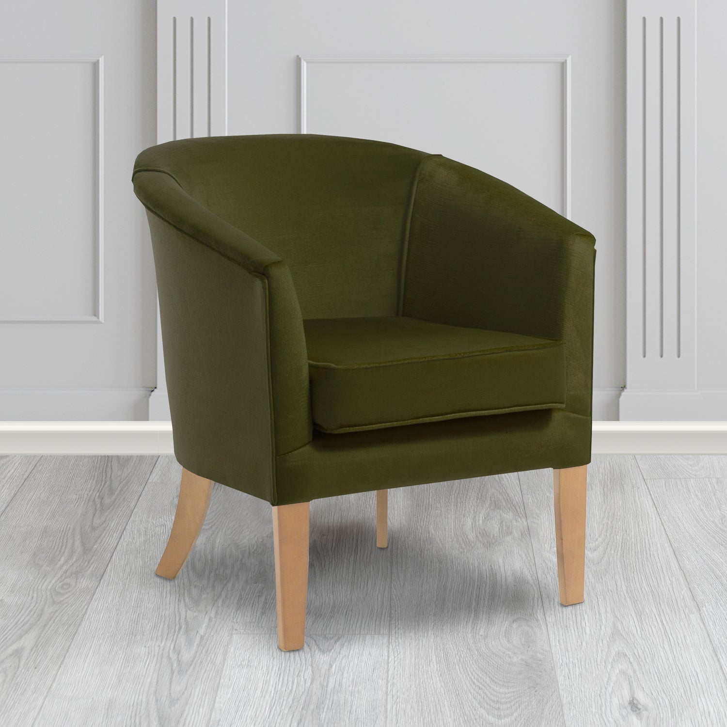 Jazz Tub Chair in Noble 204 Moss Crib 5 Velvet Fabric - Water Resistant - The Tub Chair Shop