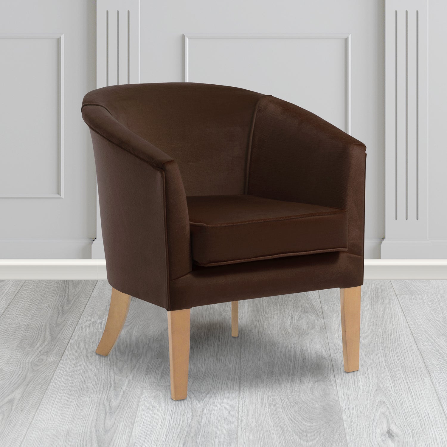 Jazz Tub Chair in Noble 702 Chocolate Crib 5 Velvet Fabric - Water Resistant - The Tub Chair Shop