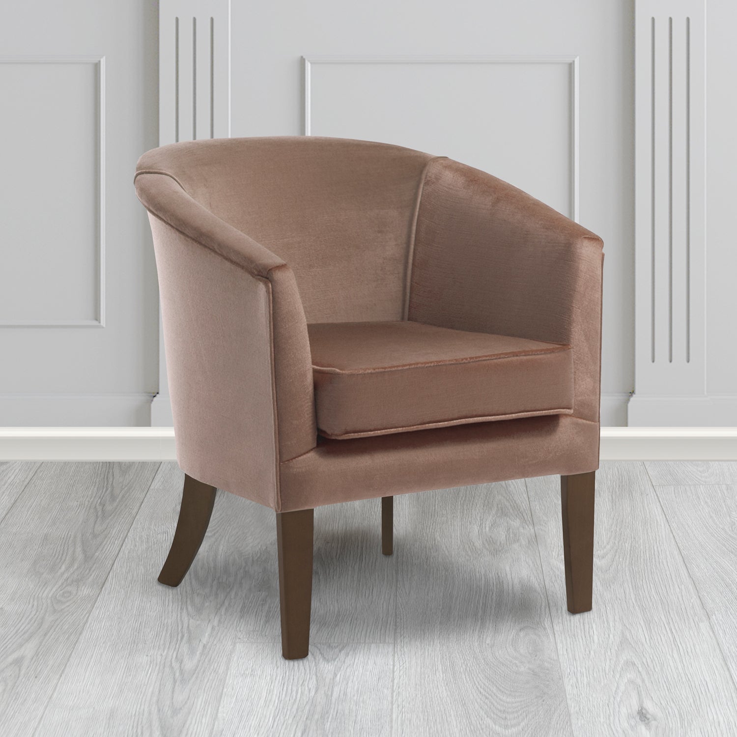 Jazz Tub Chair in Noble 708 Truffle Crib 5 Velvet Fabric - Water Resistant - The Tub Chair Shop