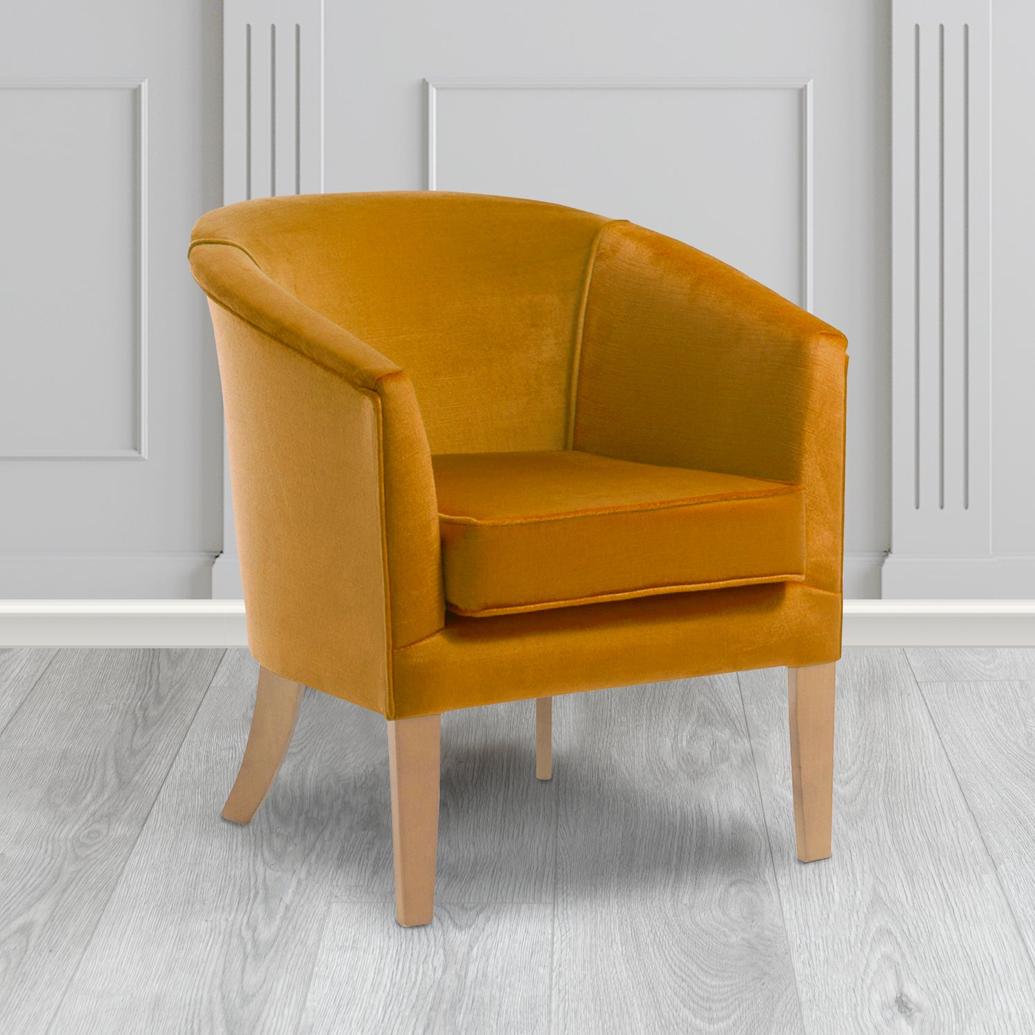 Jazz Tub Chair in Noble 824 Ochre Crib 5 Velvet Fabric - Water Resistant - The Tub Chair Shop