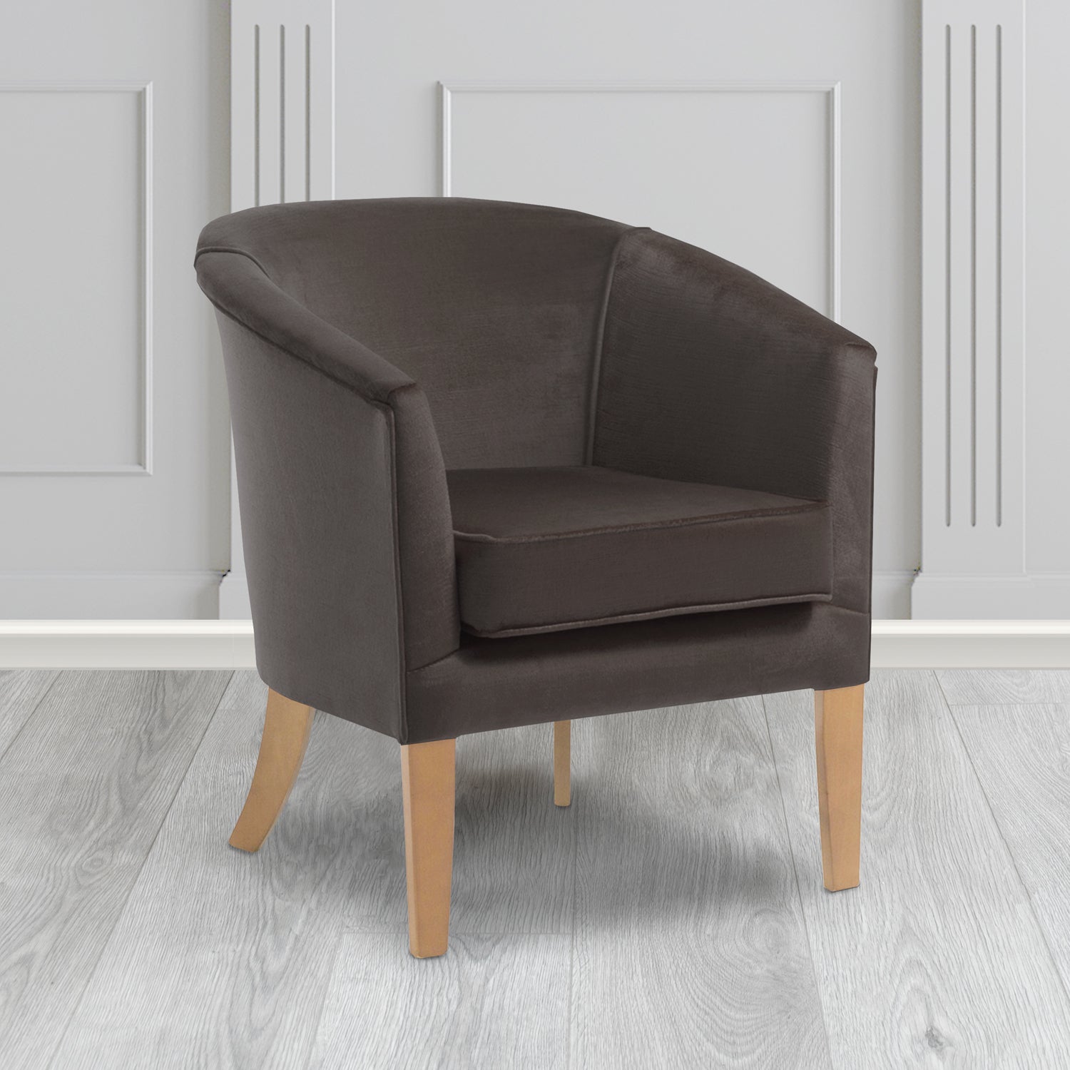 Jazz Tub Chair in Noble 903 Charcoal Crib 5 Velvet Fabric - Water Resistant - The Tub Chair Shop