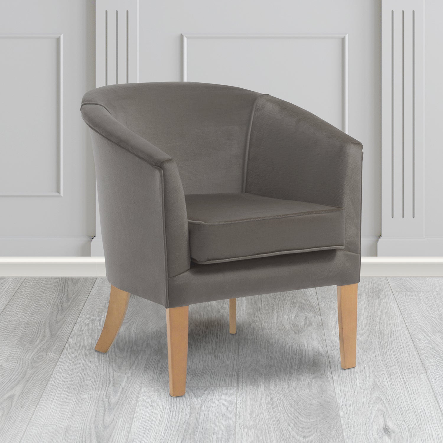Jazz Tub Chair in Noble 917 Nickel Crib 5 Velvet Fabric - Water Resistant - The Tub Chair Shop