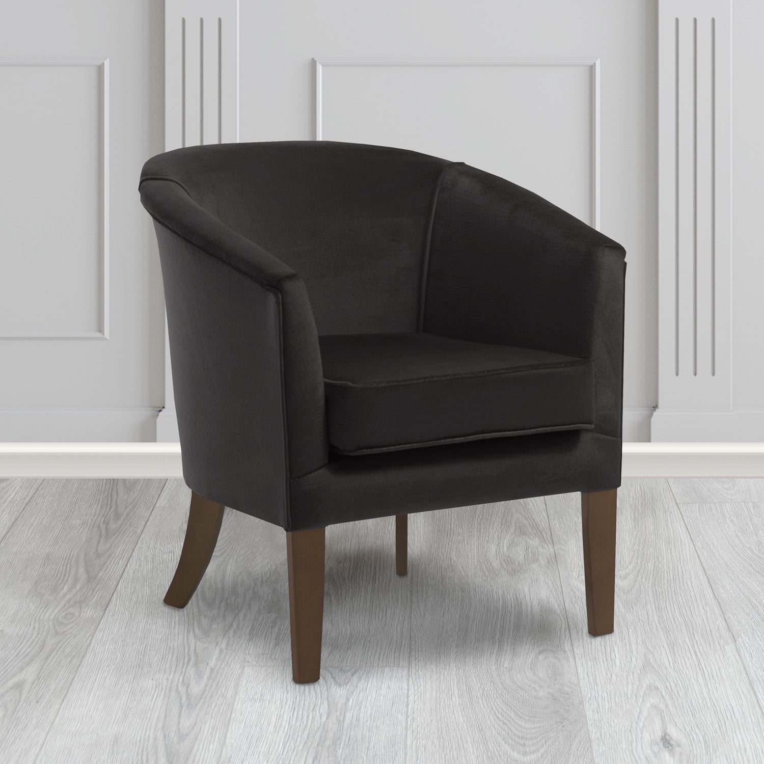 Jazz Tub Chair in Noble 949 Noir Crib 5 Velvet Fabric - Water Resistant - The Tub Chair Shop