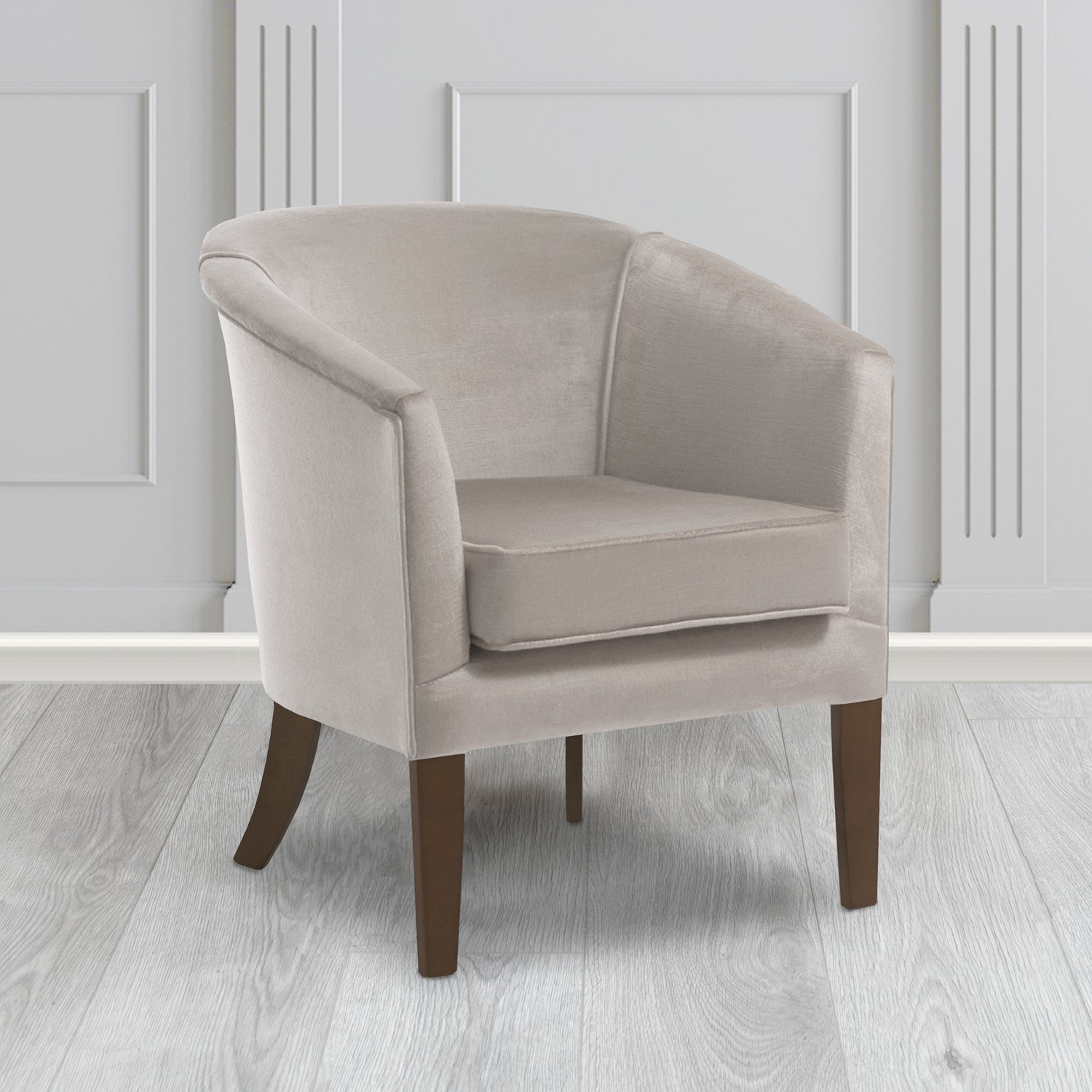 Jazz Tub Chair in Noble 952 Platinum Crib 5 Velvet Fabric - Water Resistant - The Tub Chair Shop