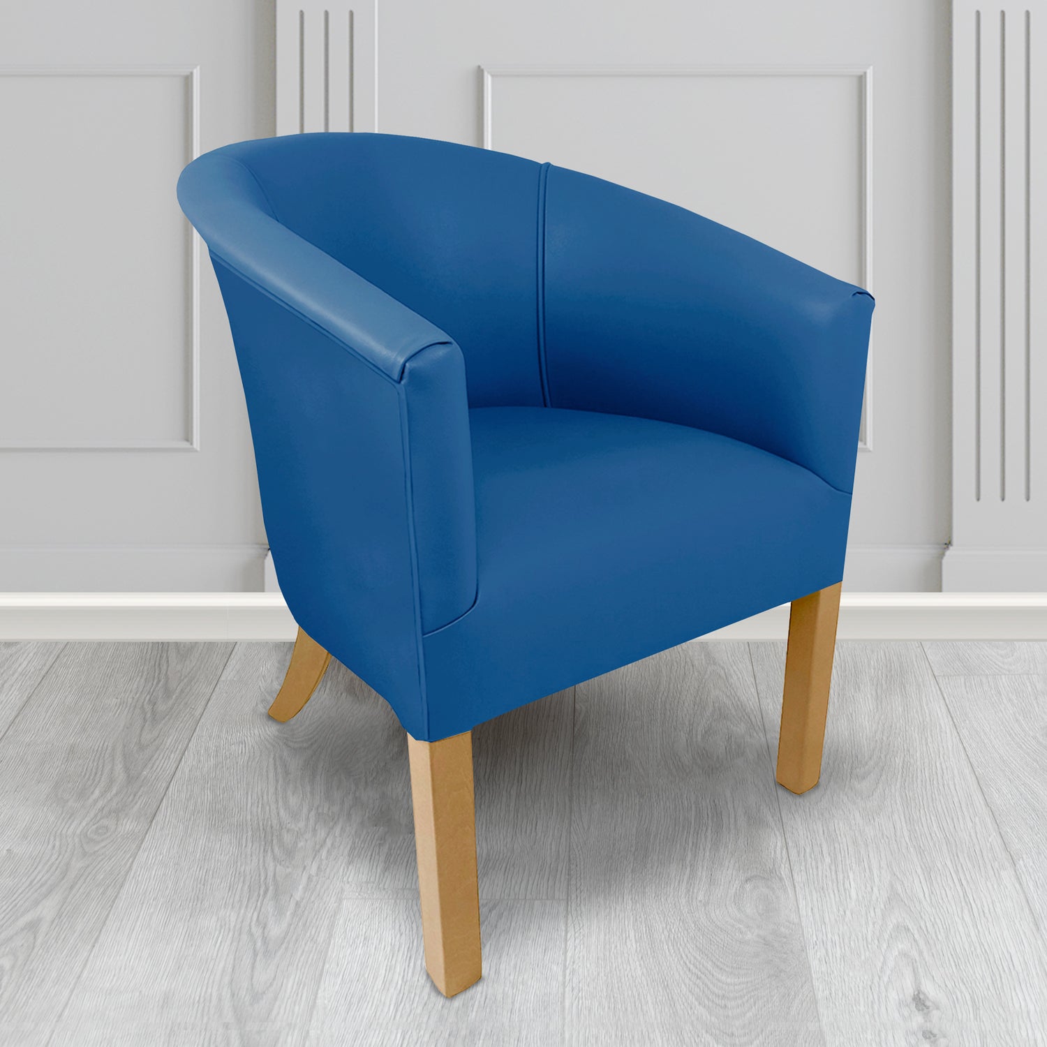 Lewisham Tub Chair in Agua Paint Pot Blue Crib 5 Faux Leather - Antimicrobial, Stain Resistant & Waterproof - The Tub Chair Shop