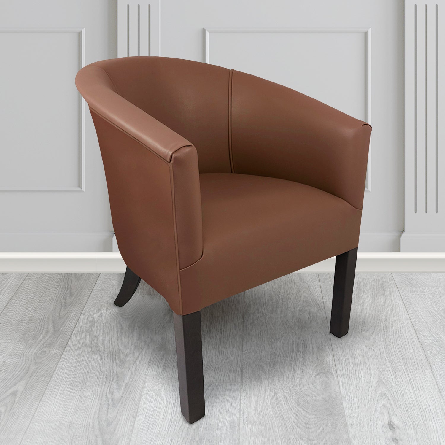 Lewisham Tub Chair in Agua Paint Pot Chestnut Crib 5 Faux Leather - Antimicrobial, Stain Resistant & Waterproof - The Tub Chair Shop
