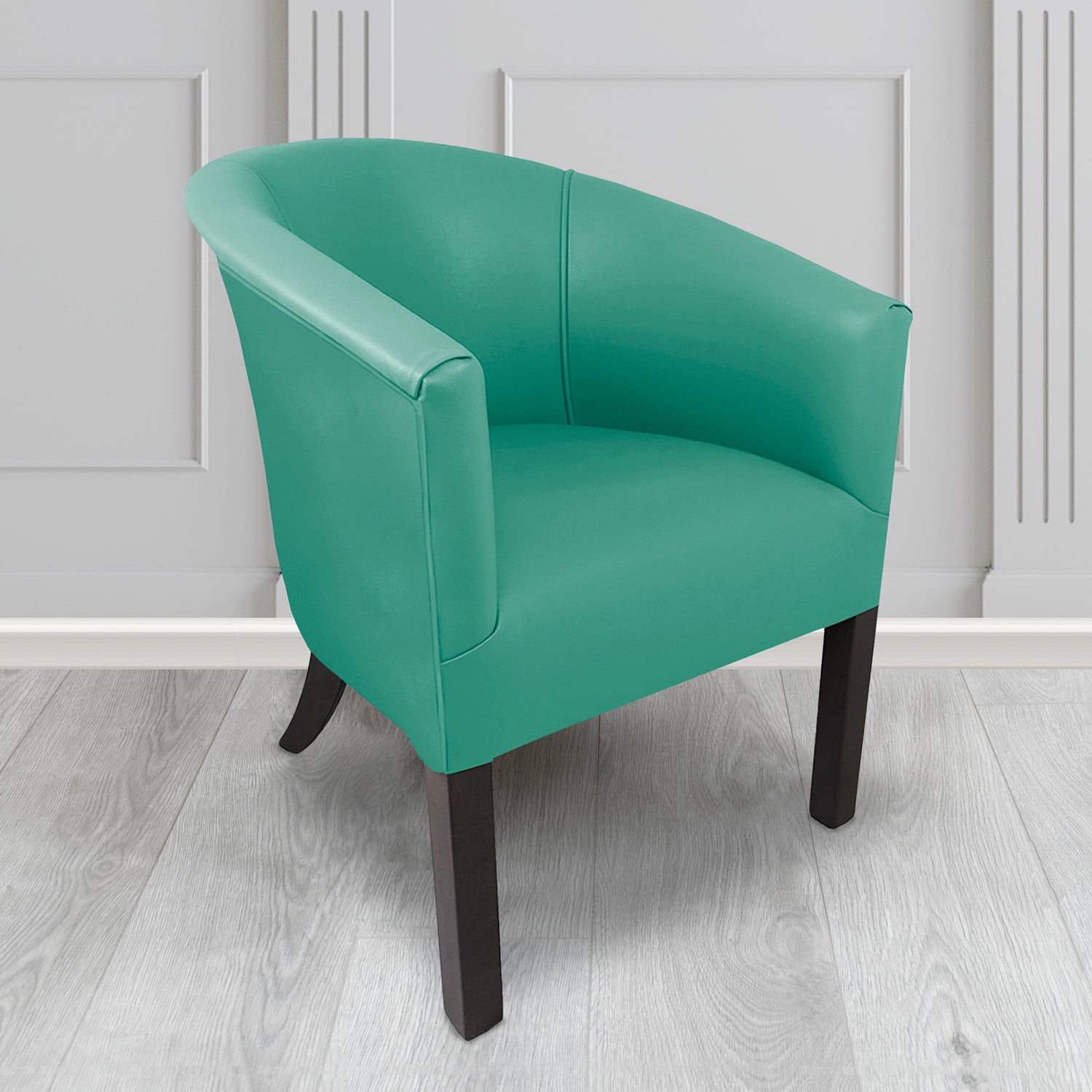 Lewisham Tub Chair in Agua Paint Pot Emerald Crib 5 Faux Leather - Antimicrobial, Stain Resistant & Waterproof - The Tub Chair Shop