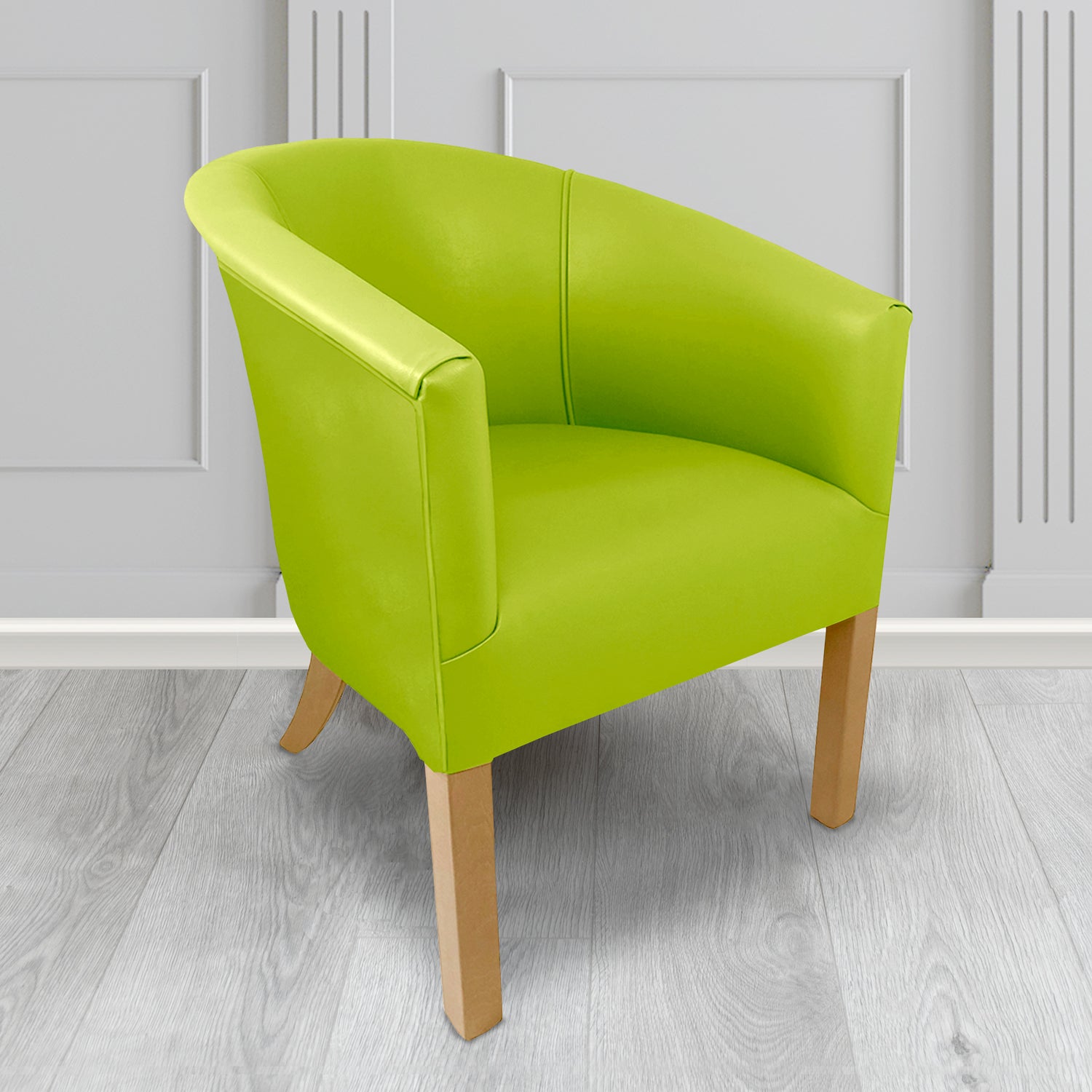 Lewisham Tub Chair in Agua Paint Pot Lime Crib 5 Faux Leather - Antimicrobial, Stain Resistant & Waterproof - The Tub Chair Shop
